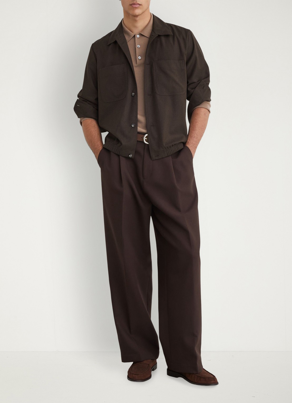 Reiss PENGE overshirt in wolblend  - voorkant 3 chocoladebruin