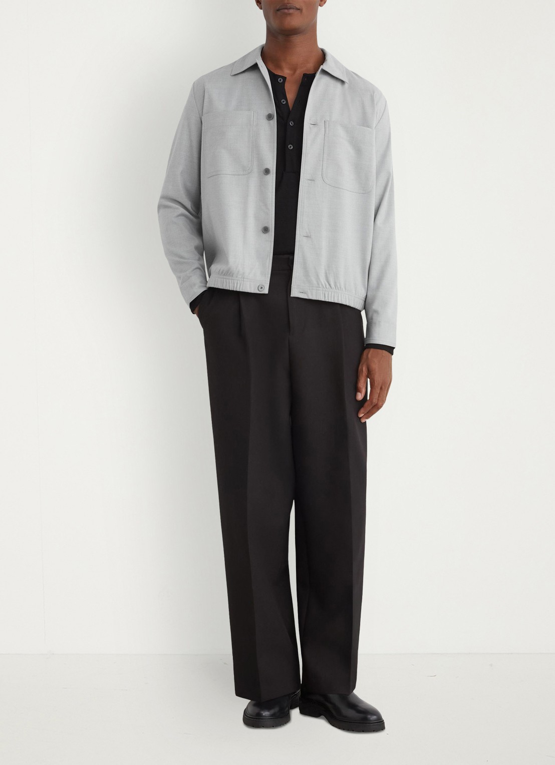 Reiss PENGE overshirt in wolblend  - voorkant 2 soft grey / grijs