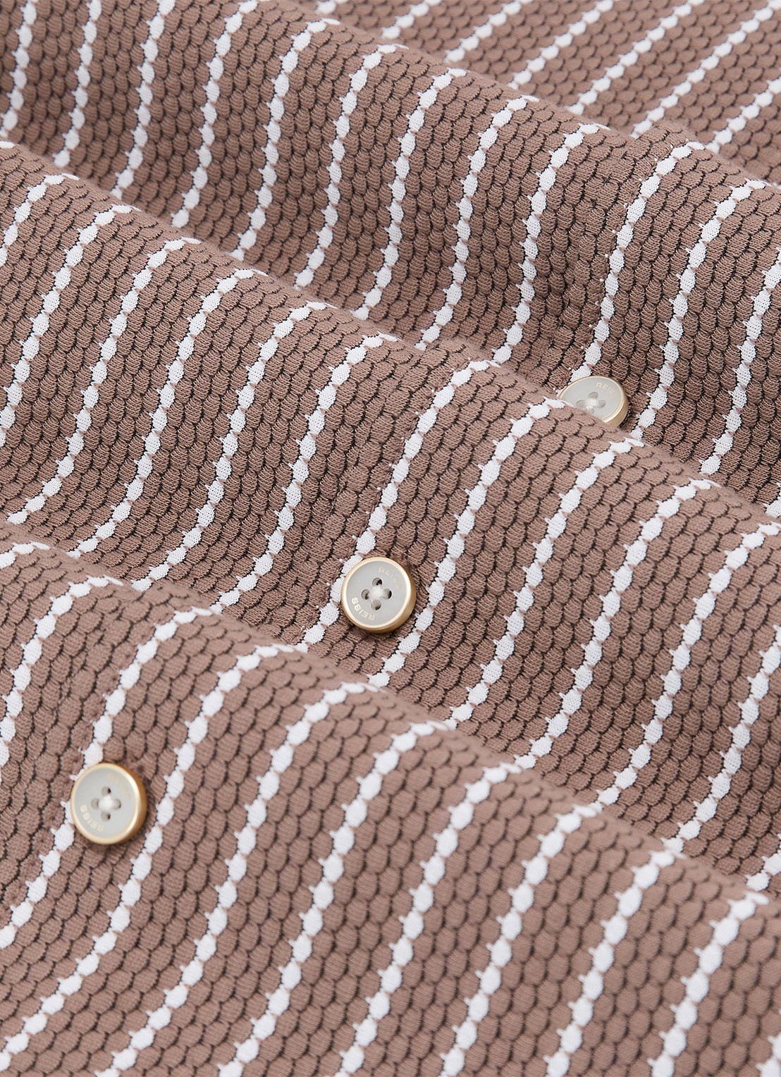 Reiss Percy overhemd met streepprint en structuur  - detail 7 bruin