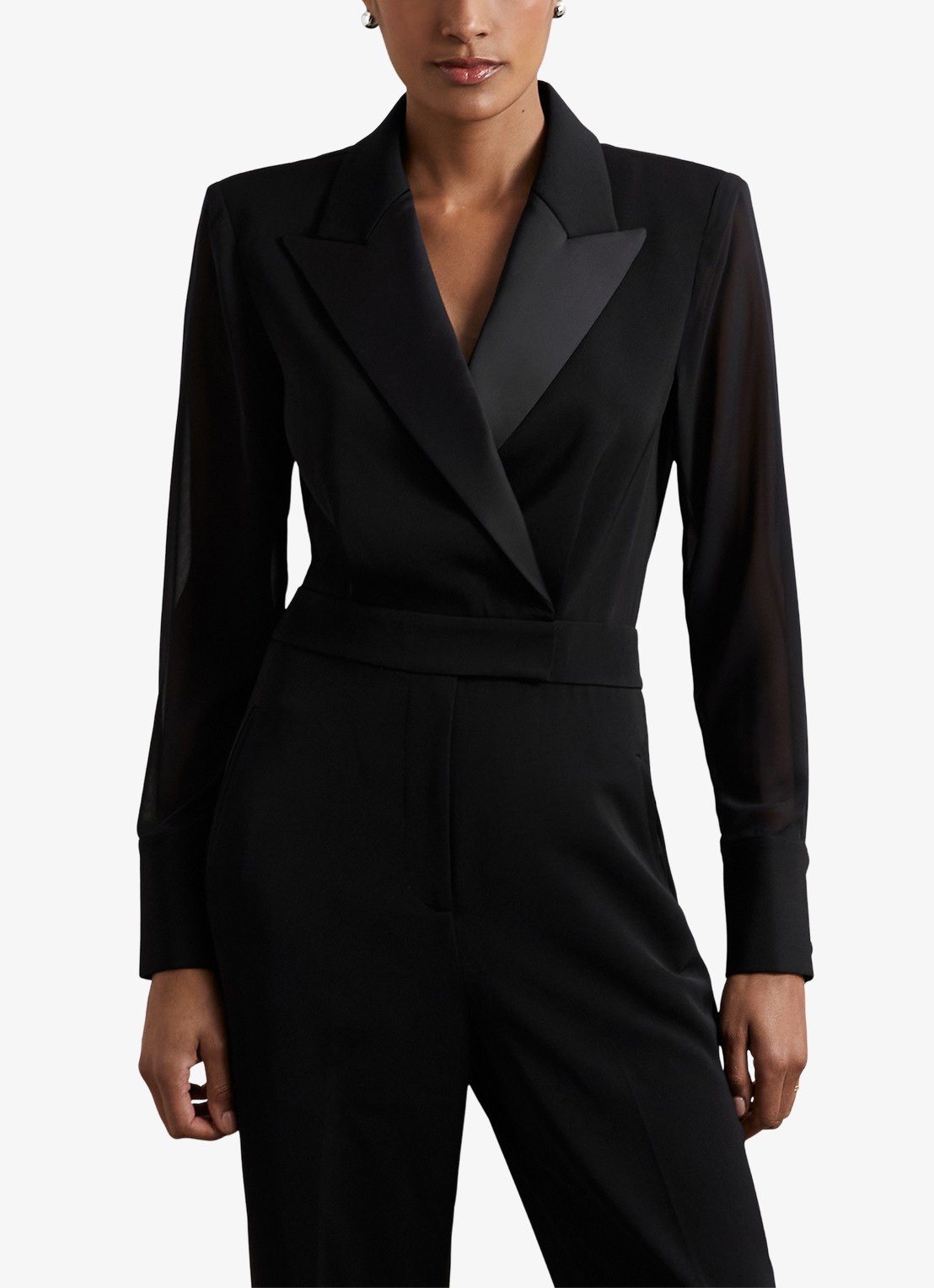 Reiss Perla jumpsuit met kraag  - detail zwart