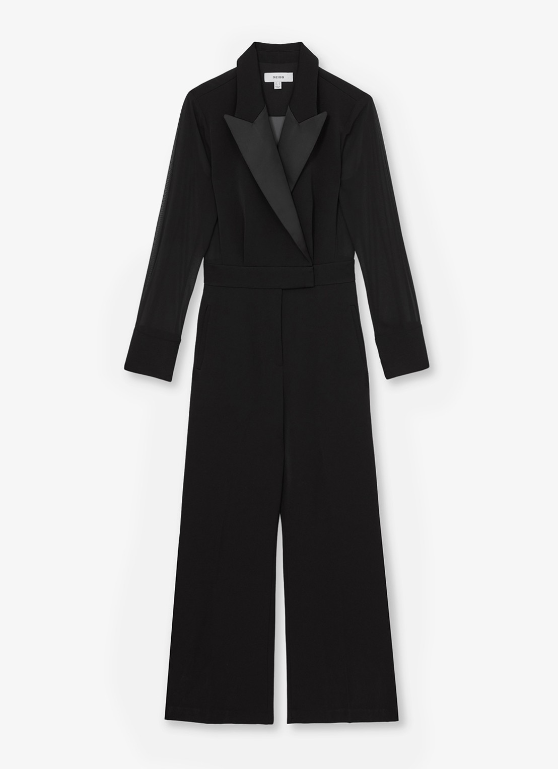 Reiss Perla jumpsuit met kraag  - voorkant 7 zwart