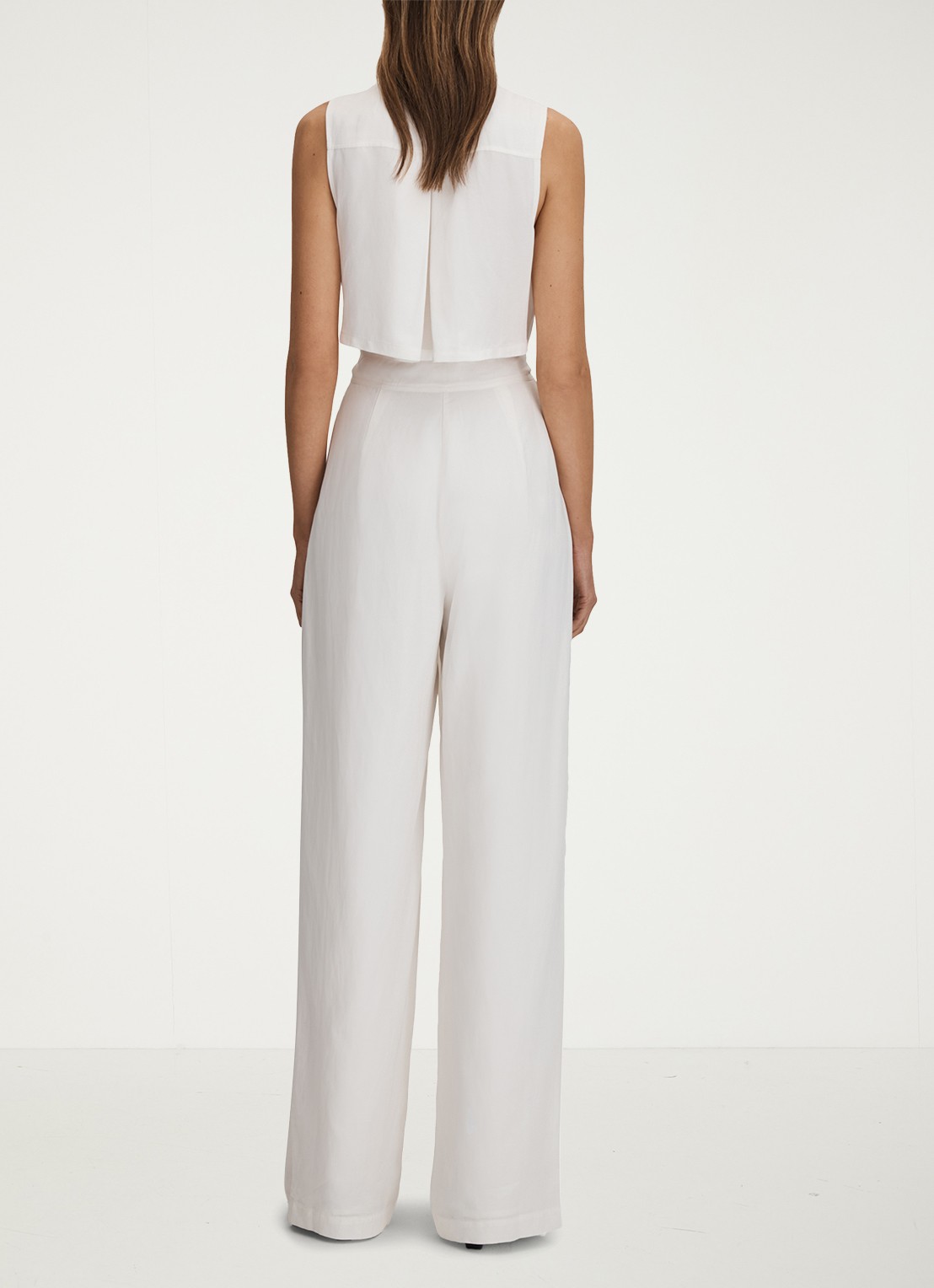Reiss Perla wide fit jumpsuit met strikceintuur - achterkant 3 wit