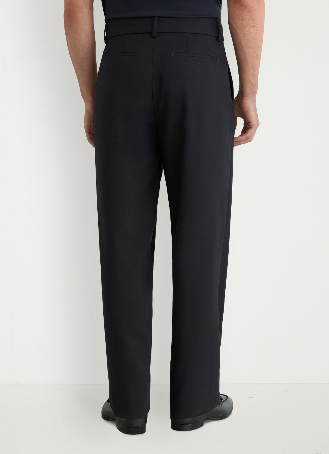 Reiss Peshi straight fit pantalon met ceintuur - achterkant 7 donkerblauw