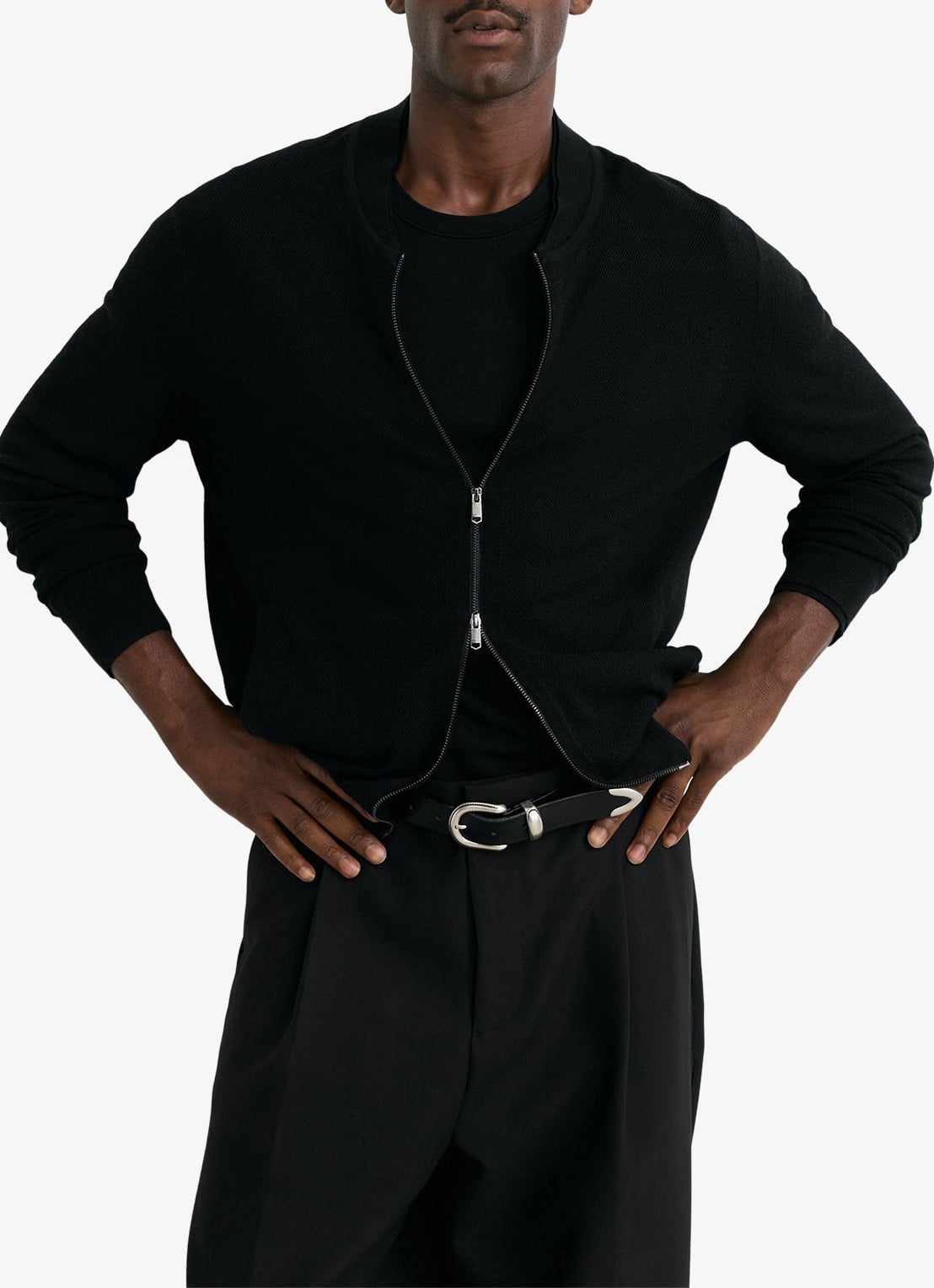 Reiss Petersham vest van merino wol - detail 4 black / zwart