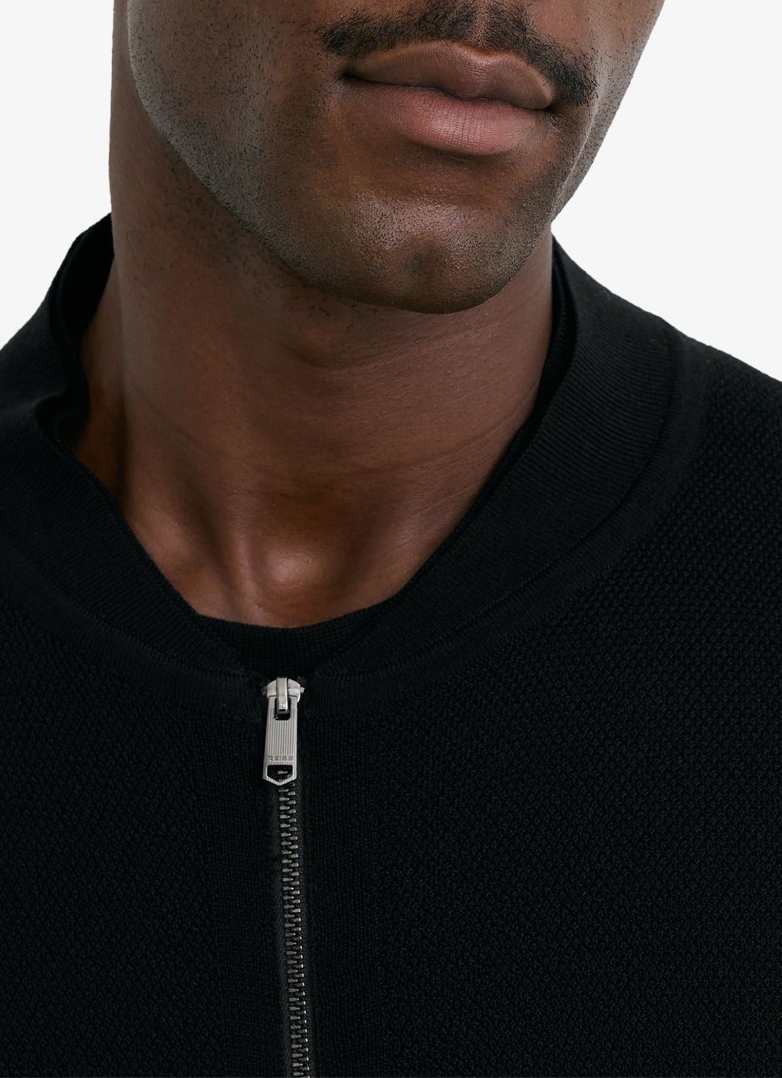 Reiss Petersham vest van merino wol - detail 5 black / zwart