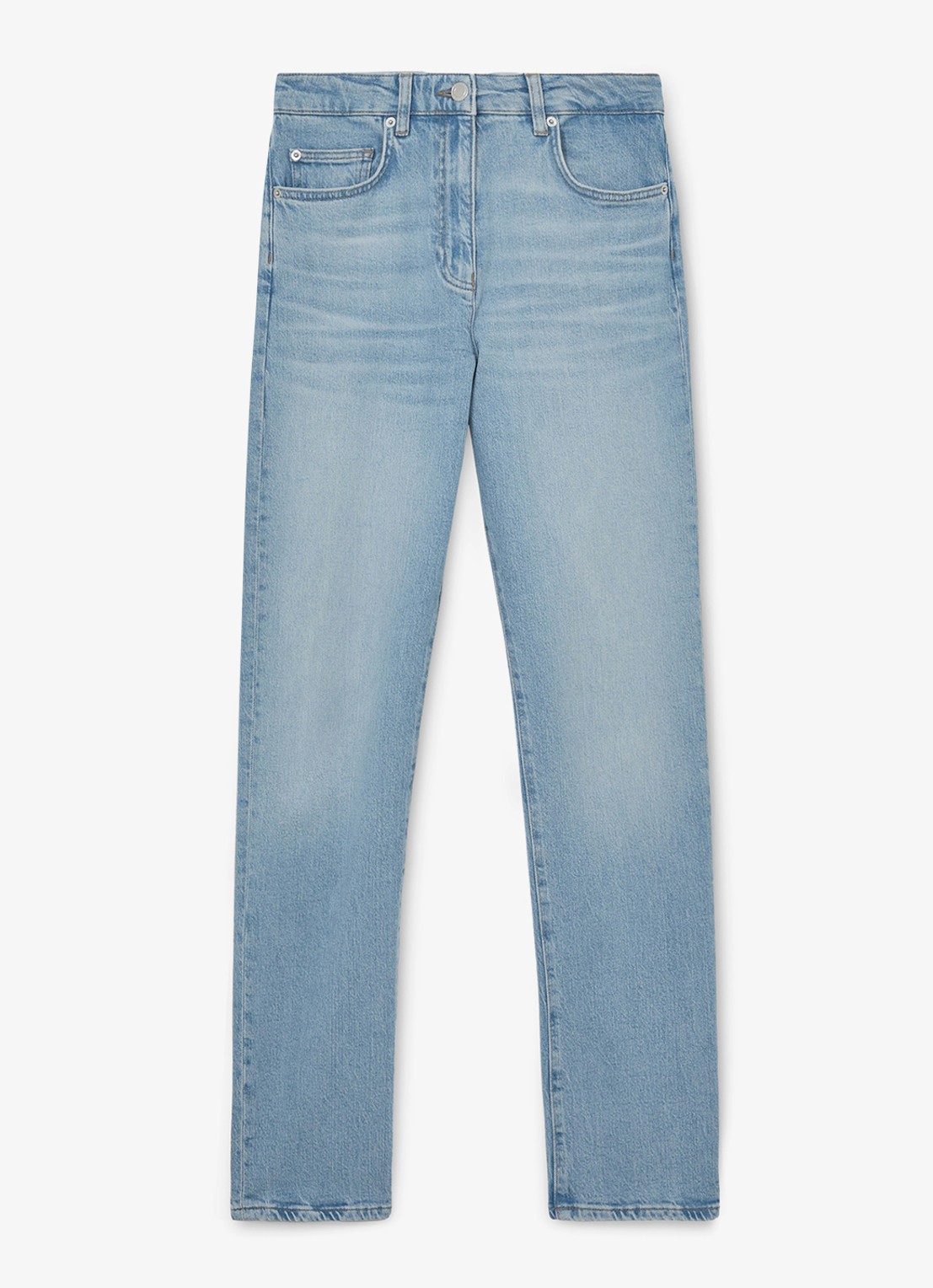 Reiss Petit Aubrey high waist straight leg jeans met medium wassing - voorkant 5 lichtblauw
