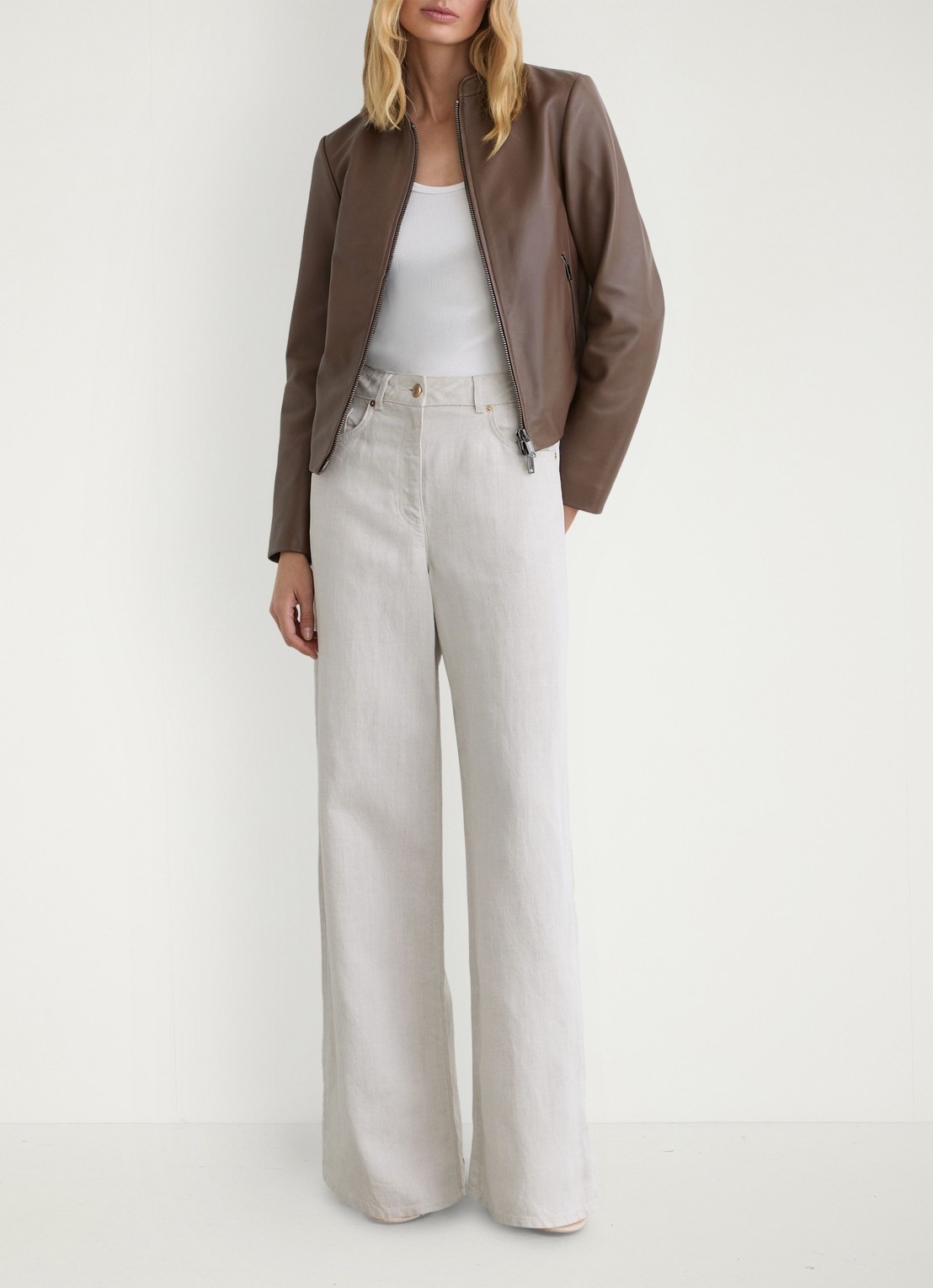 Reiss Petite Allie lerenjas van schapenleer - voorkant 6 beige