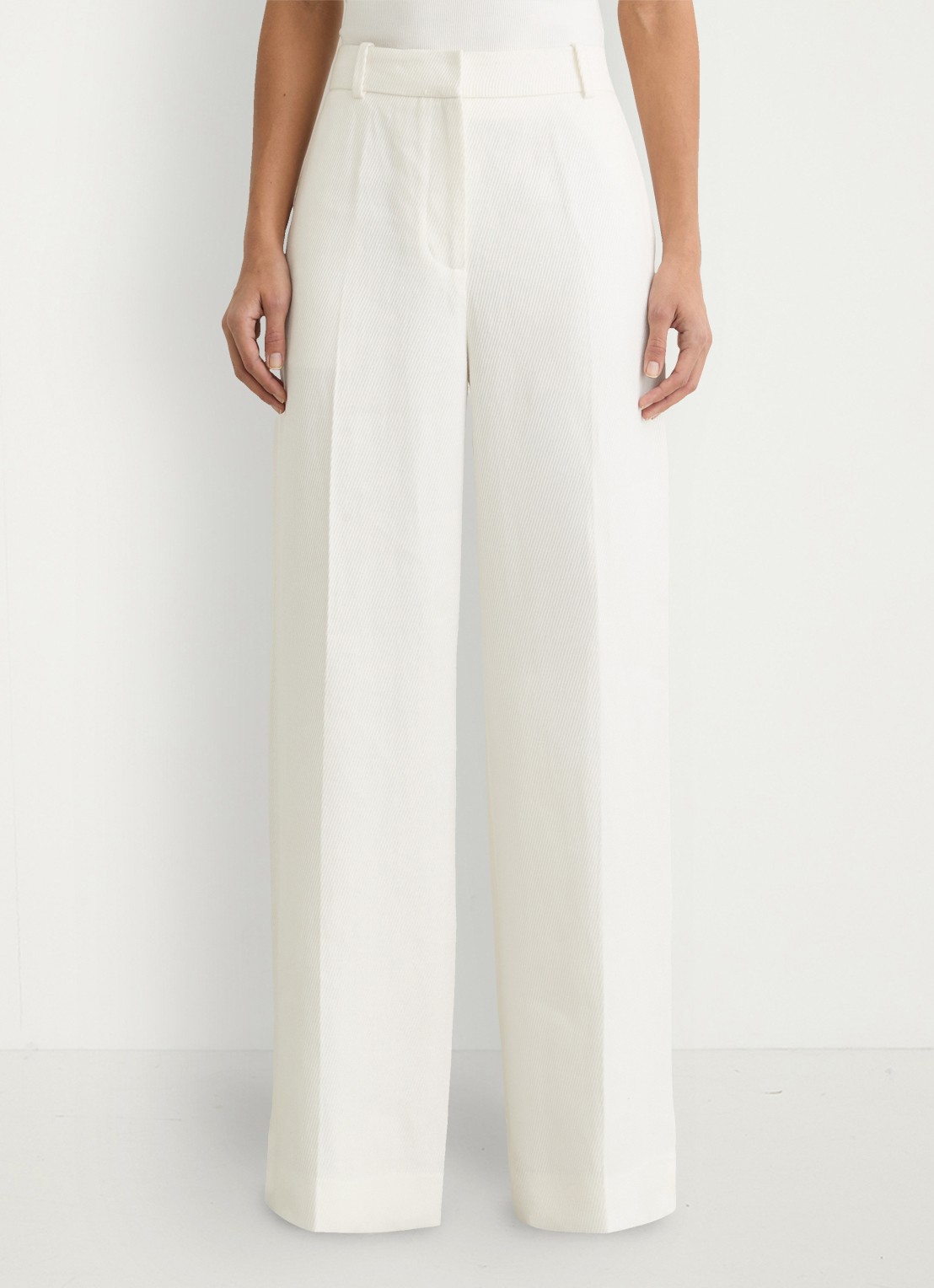 Reiss Petite Alyx high waist wide fit pantalon in linnenblend - detail 3 wit