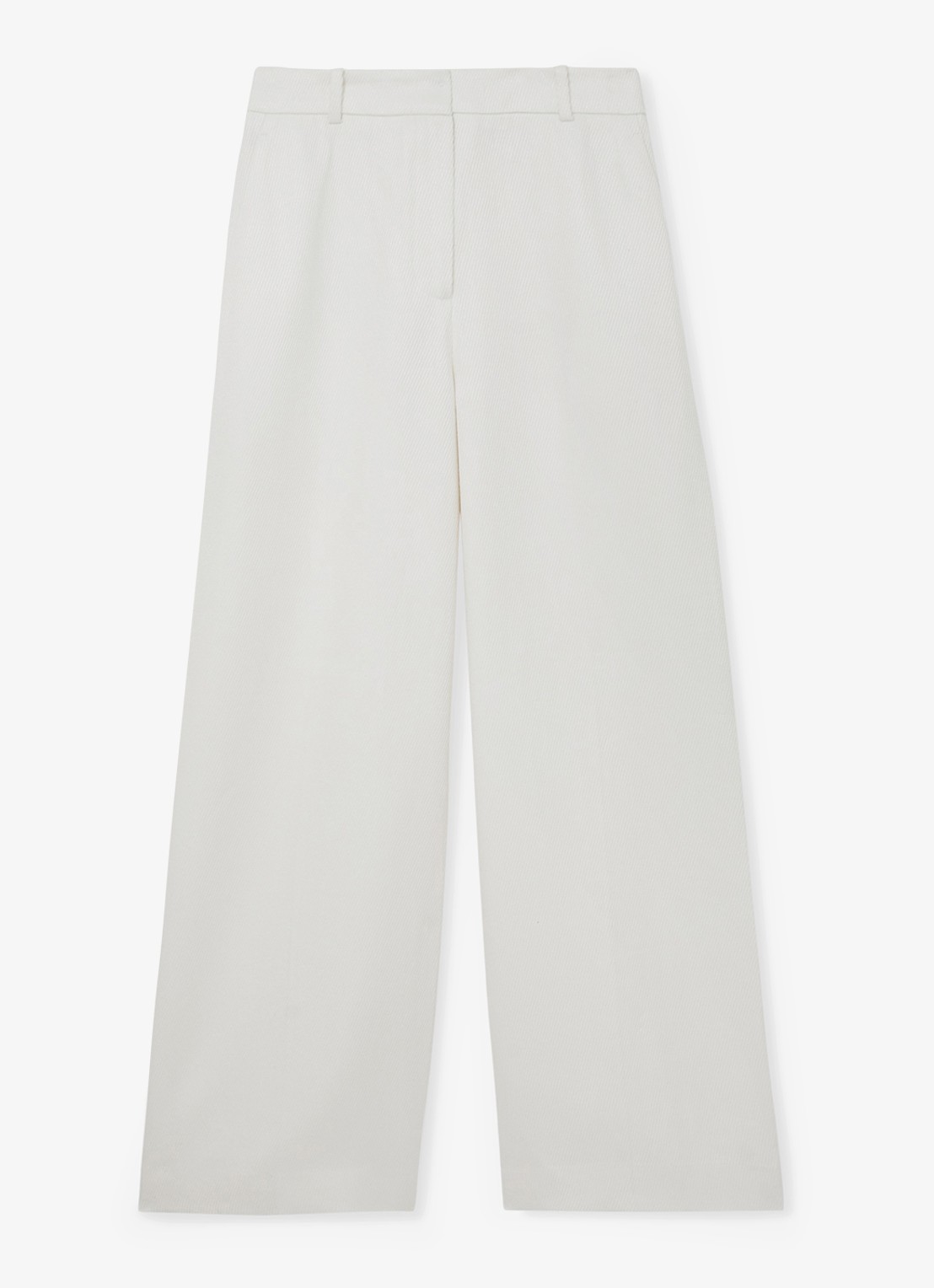 Reiss Petite Alyx high waist wide fit pantalon in linnenblend - voorkant wit