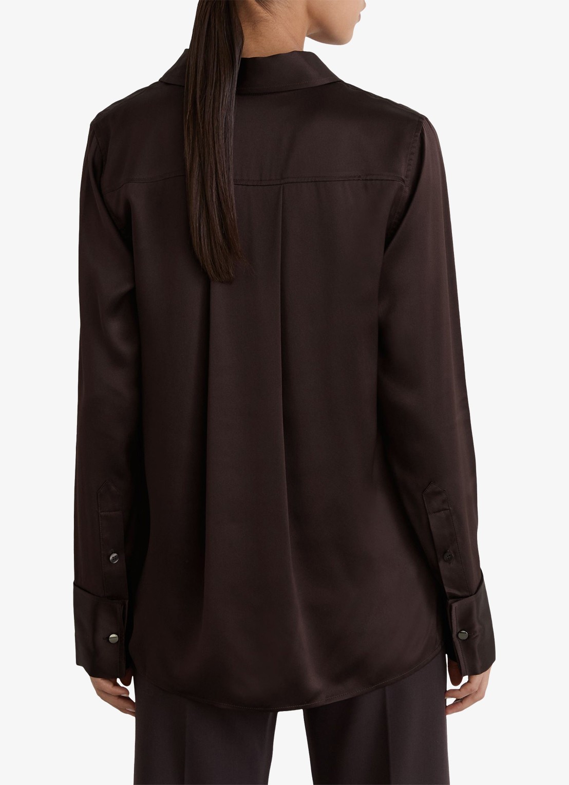 Reiss Petite ameira blouse van zijde  - achterkant 7 donkerbruin