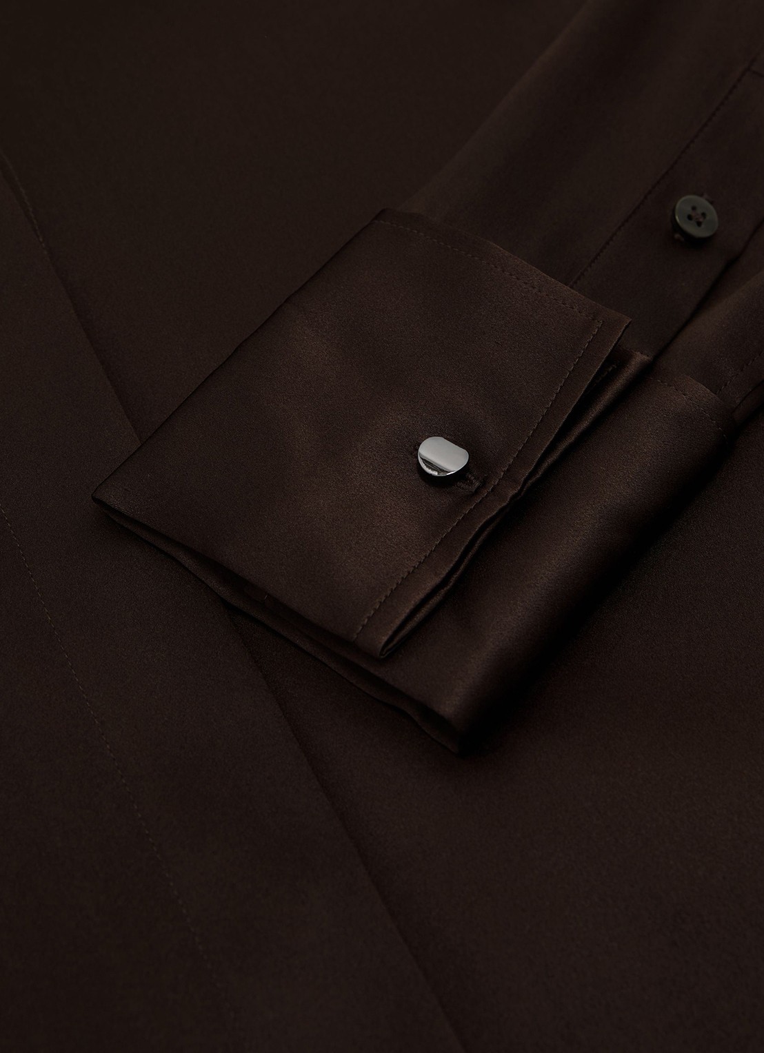 Reiss Petite ameira blouse van zijde  - detail 4 donkerbruin