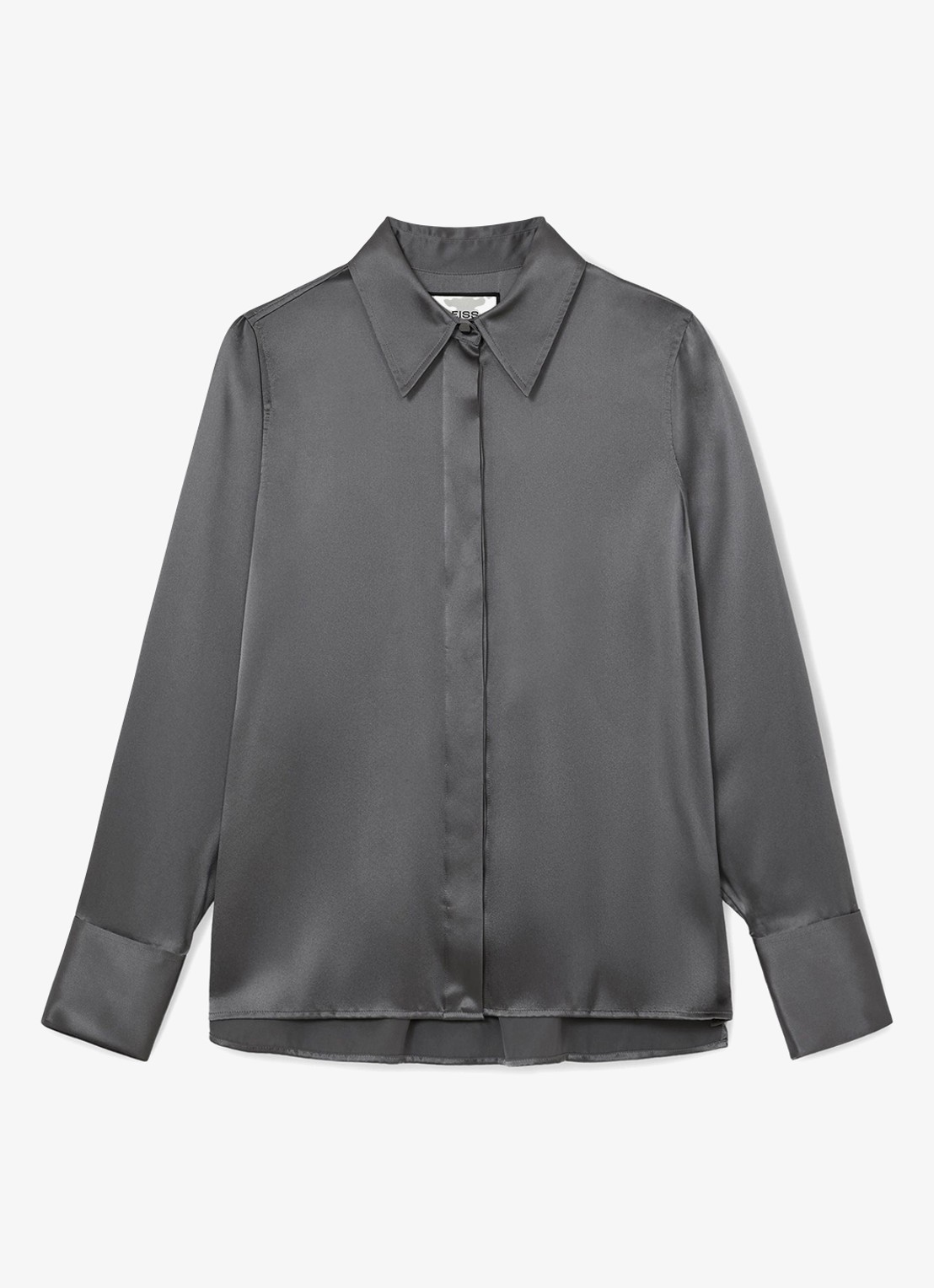 Reiss Petite ameira blouse van zijde  - voorkant 6 donkergrijs