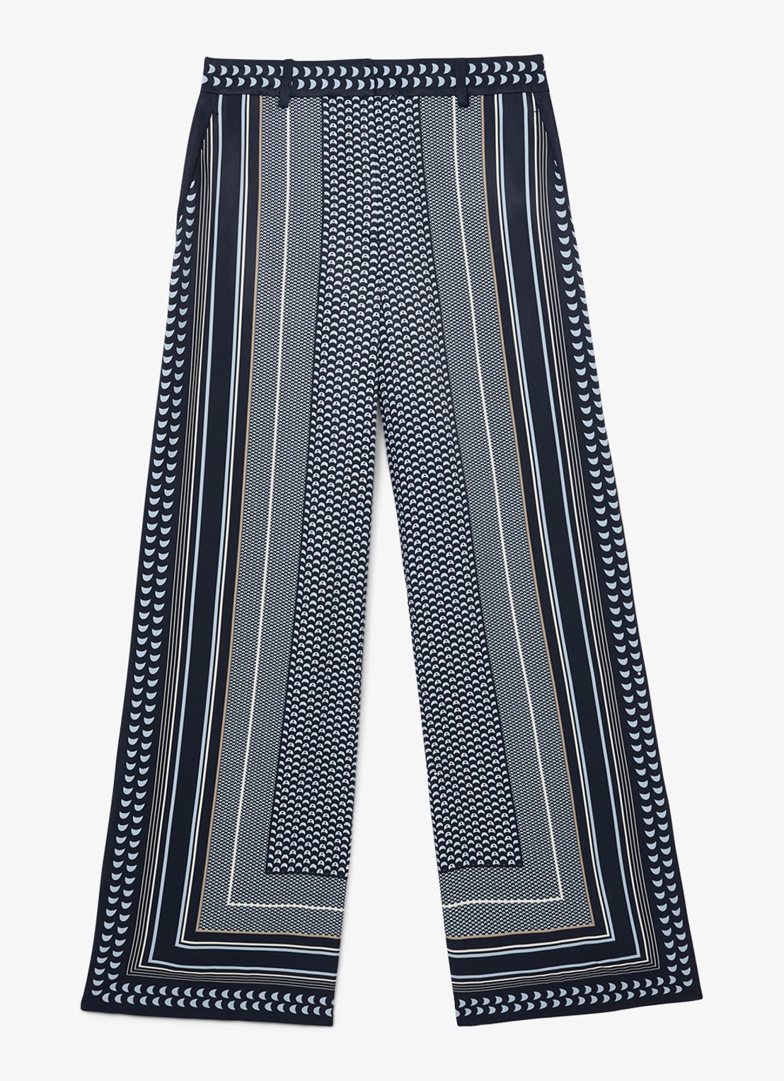 Reiss Petite Anna high waist wide fit pantalon met print - voorkant 2 donkerblauw