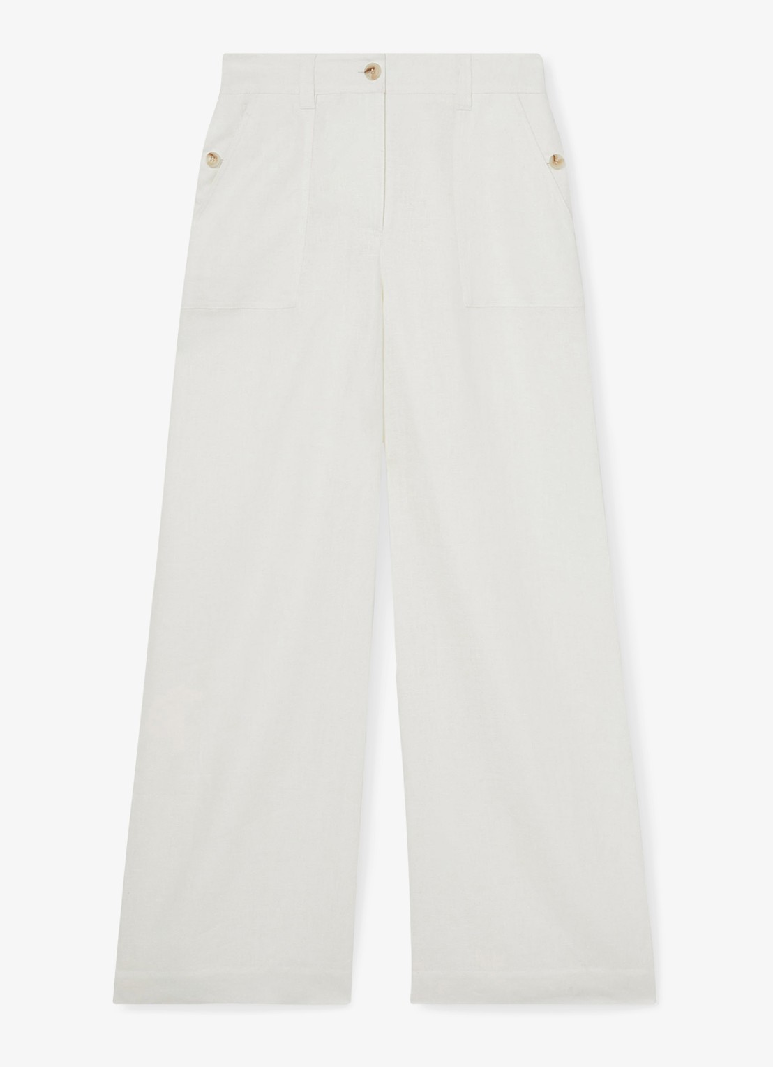 Reiss Petite Ashby high waist loose fit pantalon met steekzakken - voorkant wit