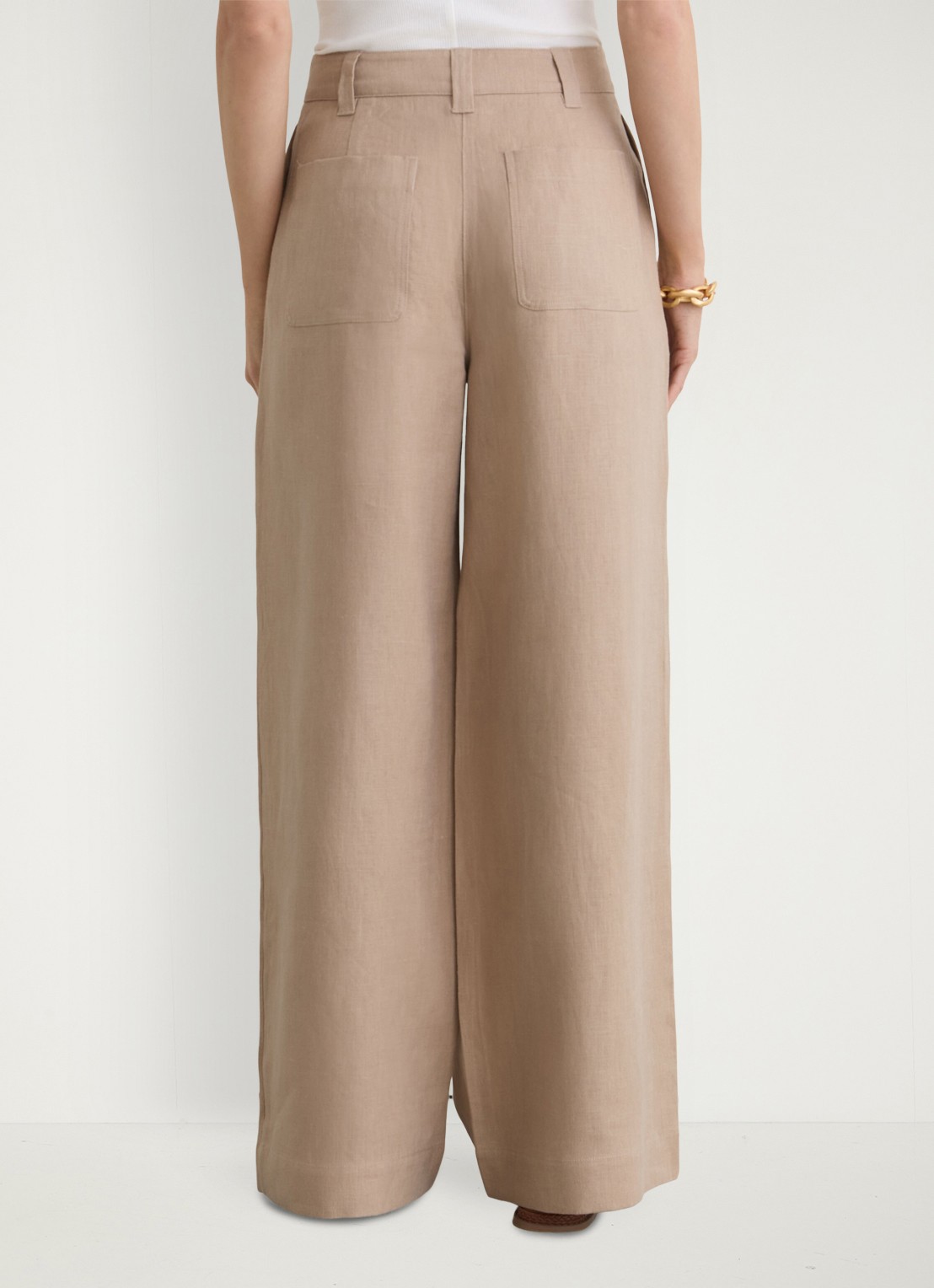 Reiss Petite Ashby high waist loose fit pantalon met steekzakken - achterkant 7 naturel