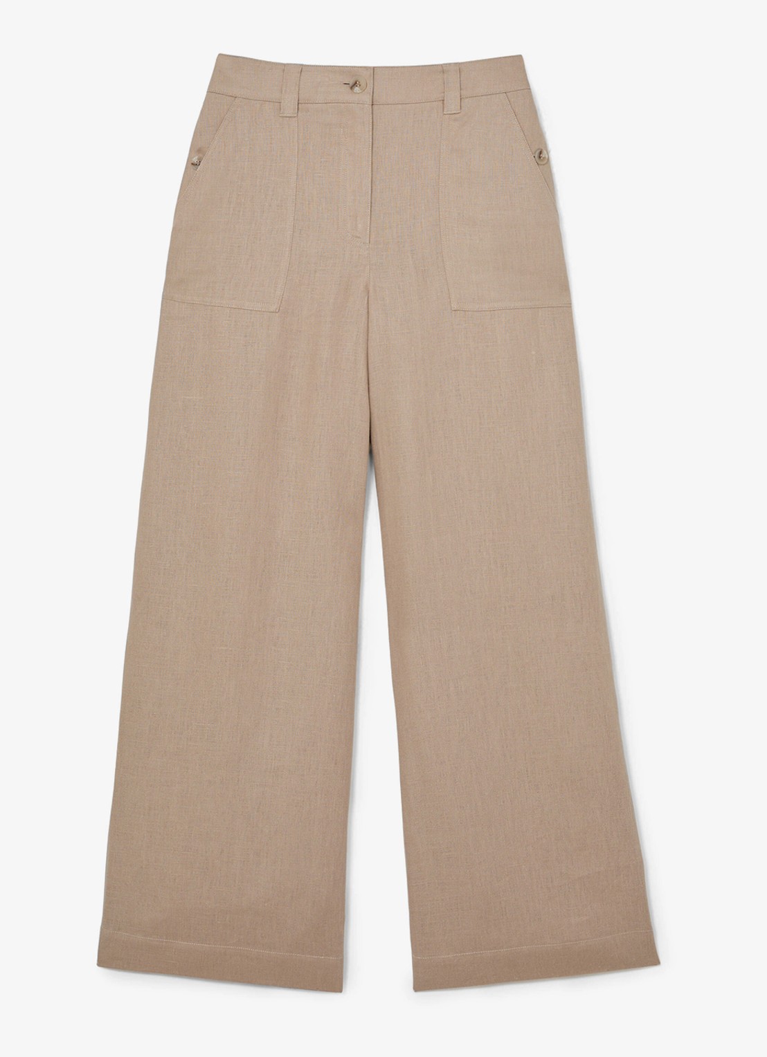 Reiss Petite Ashby high waist loose fit pantalon met steekzakken - voorkant naturel