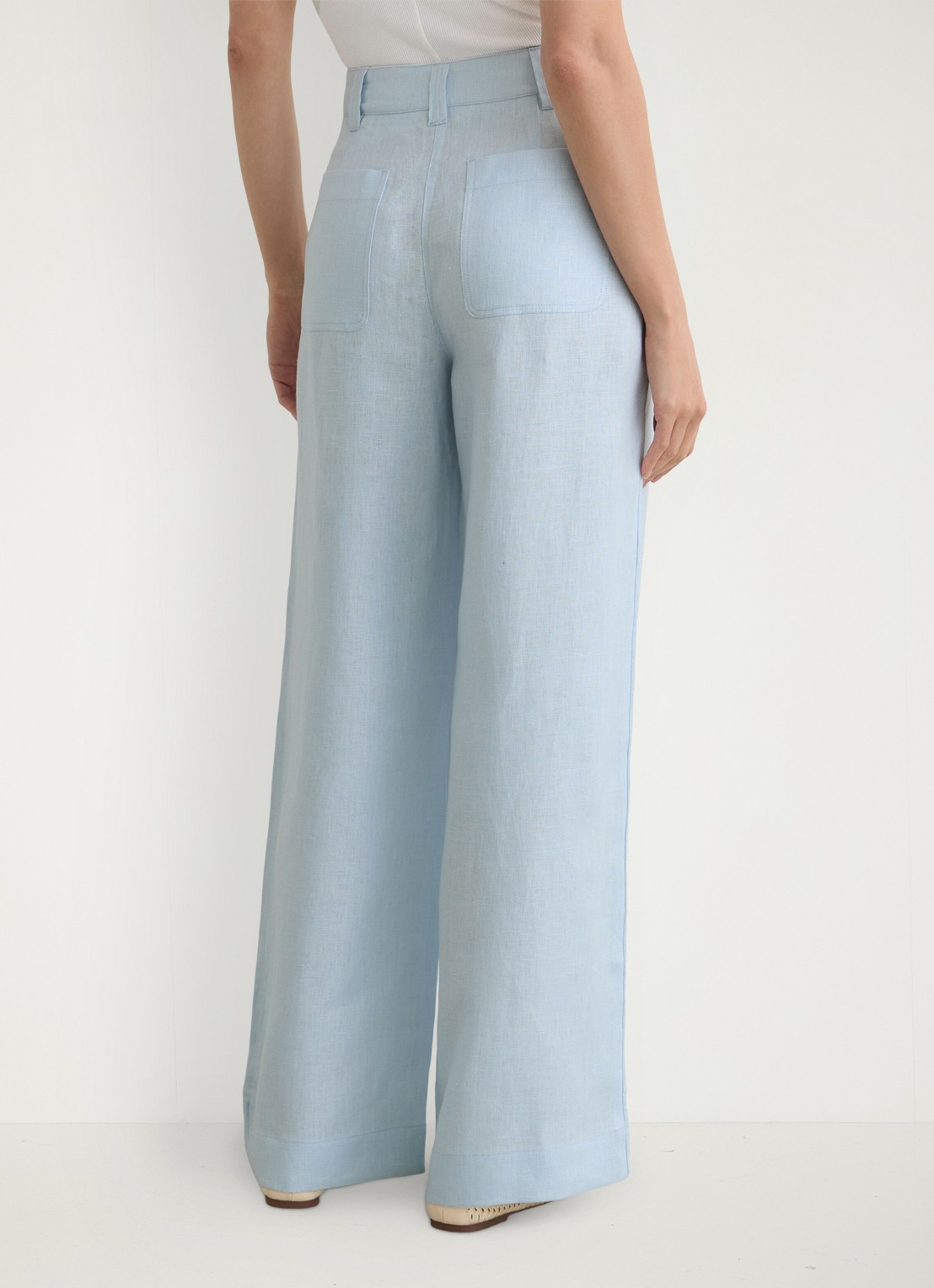 Reiss Petite Ashby high waist loose fit pantalon met steekzakken - achterkant blauw