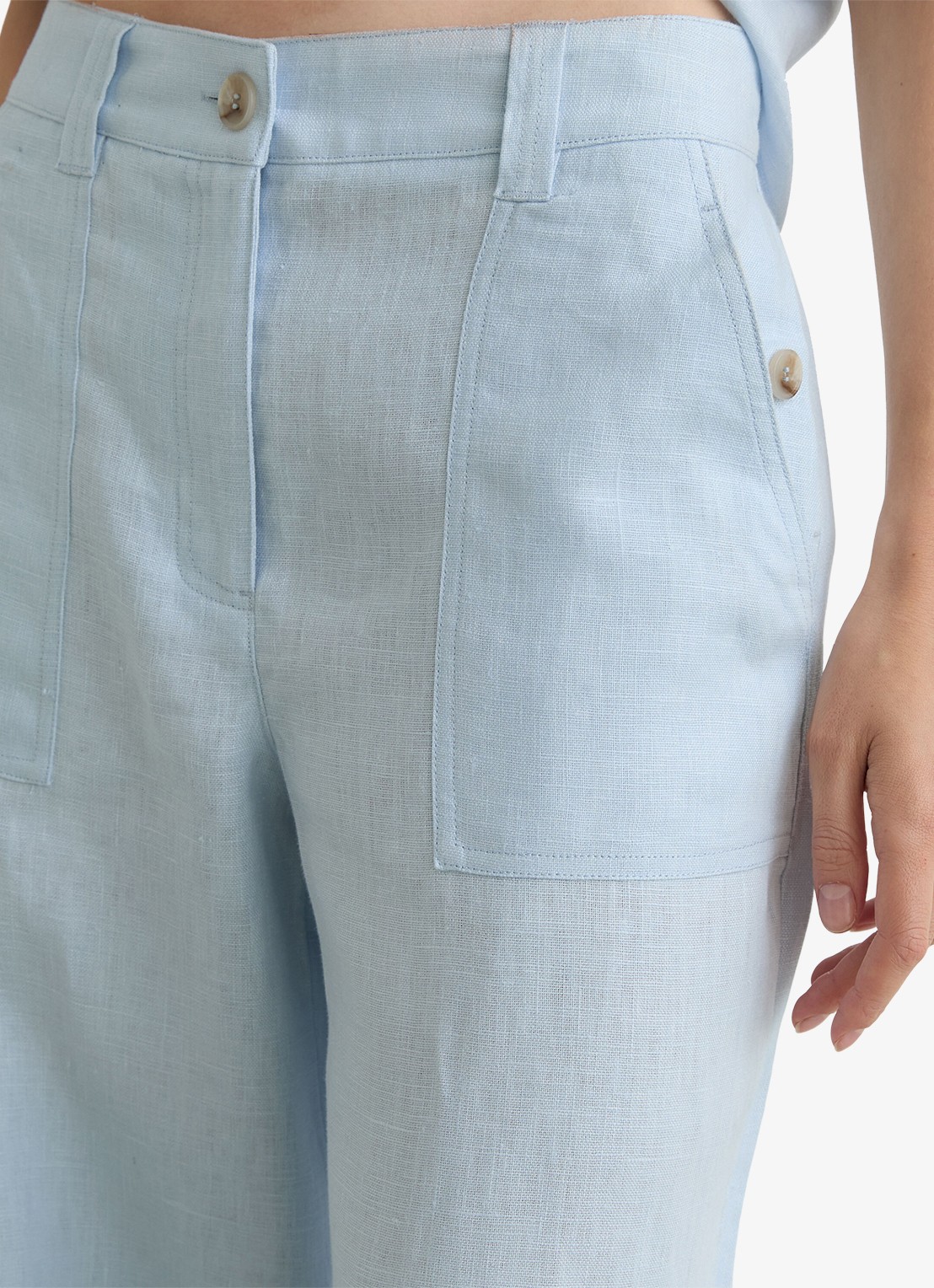 Reiss Petite Ashby high waist loose fit pantalon met steekzakken - detail 4 blauw