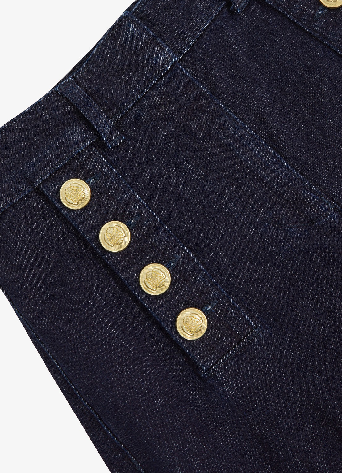 Reiss Petite Athena high wasit flared jeans met sierknopen - detail 5 indigo