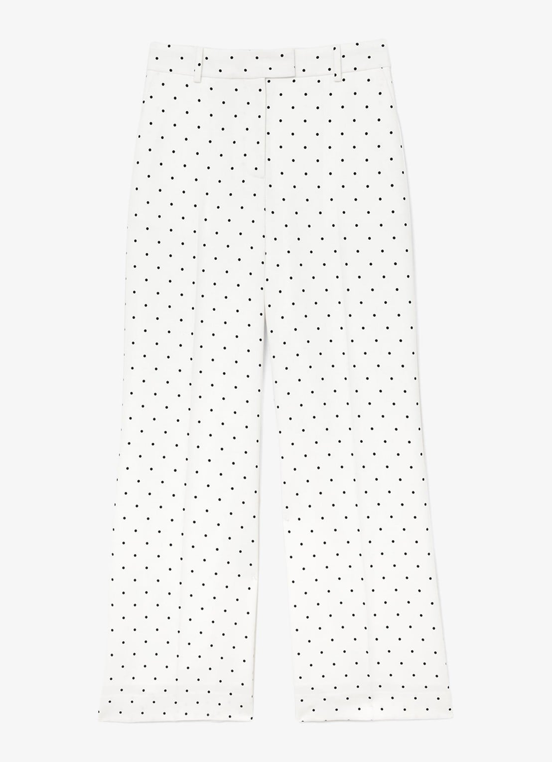 Reiss Petite Beatrix high waist wide fit pantalon met stippenprint - voorkant 2 donkerblauw