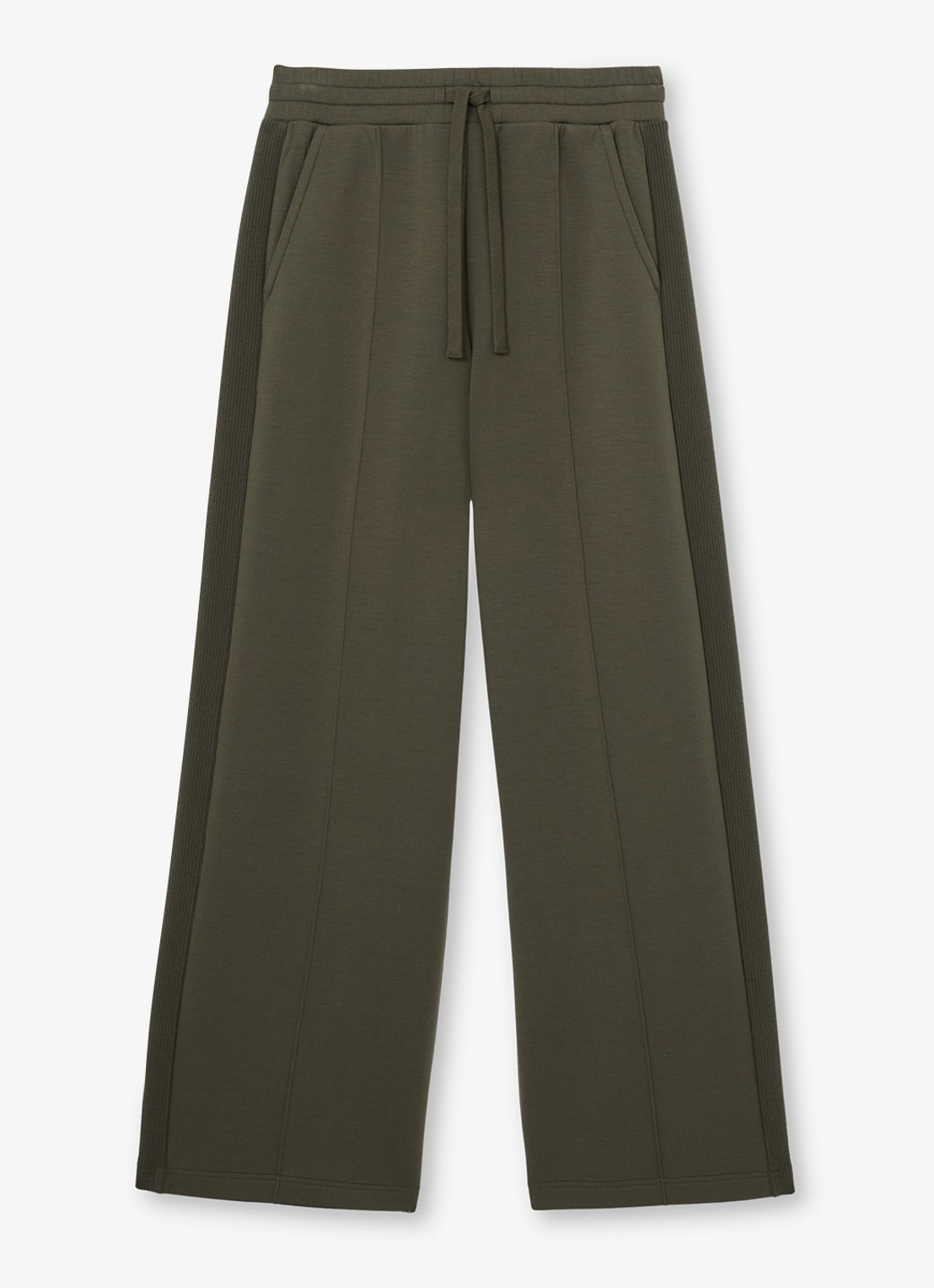 Reiss Petite Bella high waist wide fit joggingbroek met steekzakken - voorkant 5 khaki