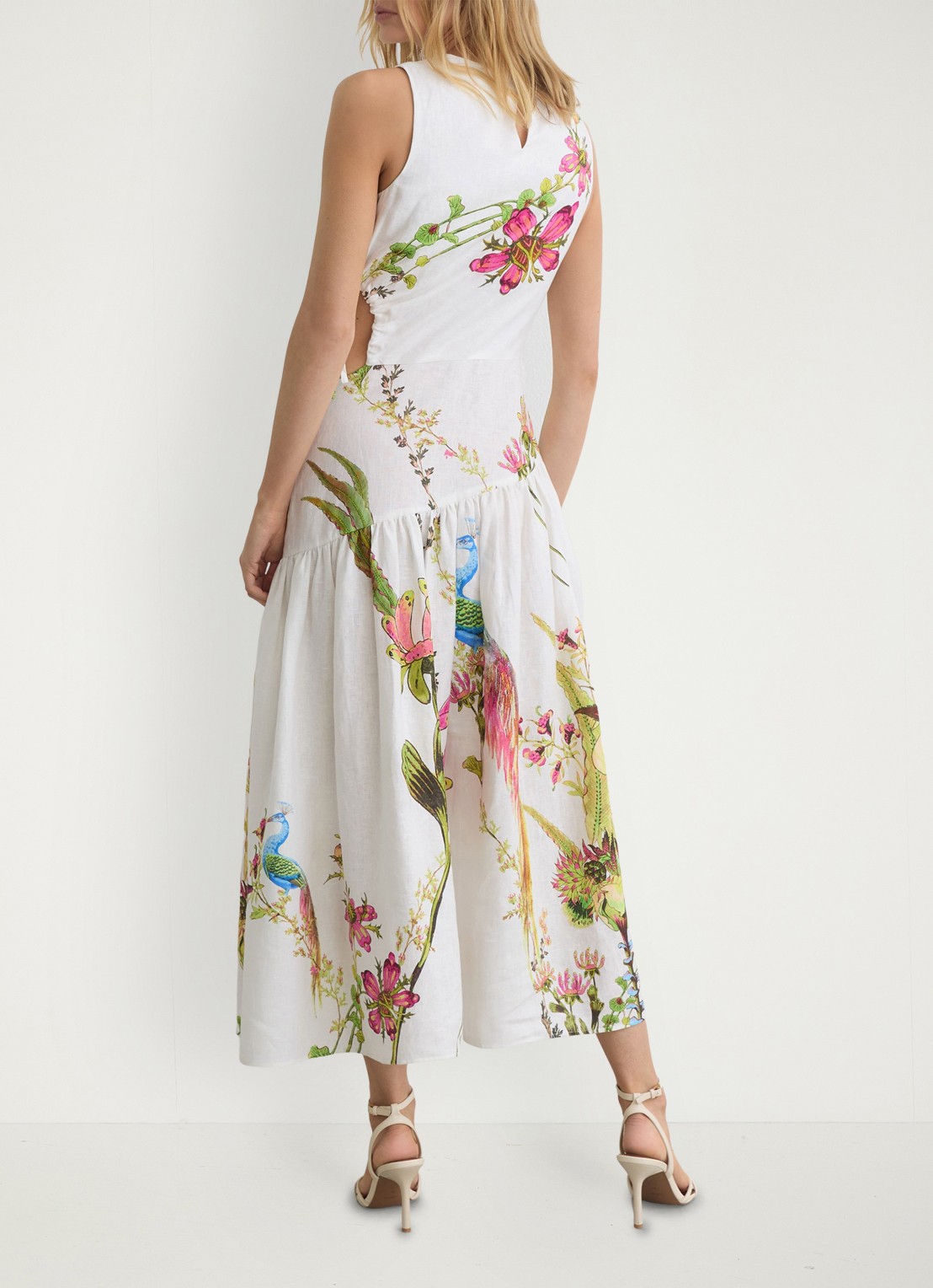 Reiss Petite Bianca midi jurk met cut-out detail - achterkant 5 wit