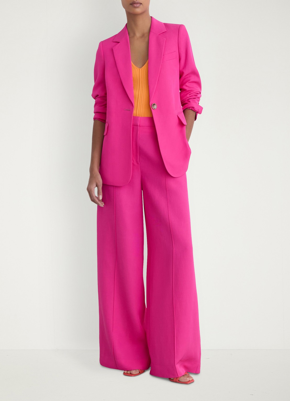 Reiss Petite Charli regular fit blazer in linnenblend - voorkant 2 oudroze