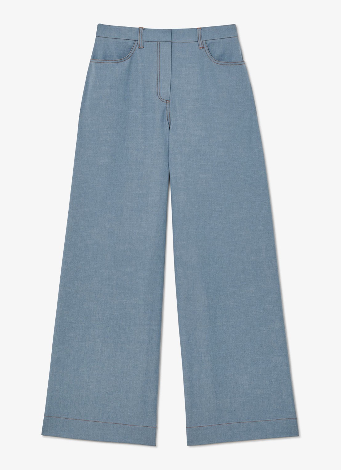 Reiss Petite Charlotte high waist wide fit pantalon met steekzakken - voorkant 6 blauwgrijs