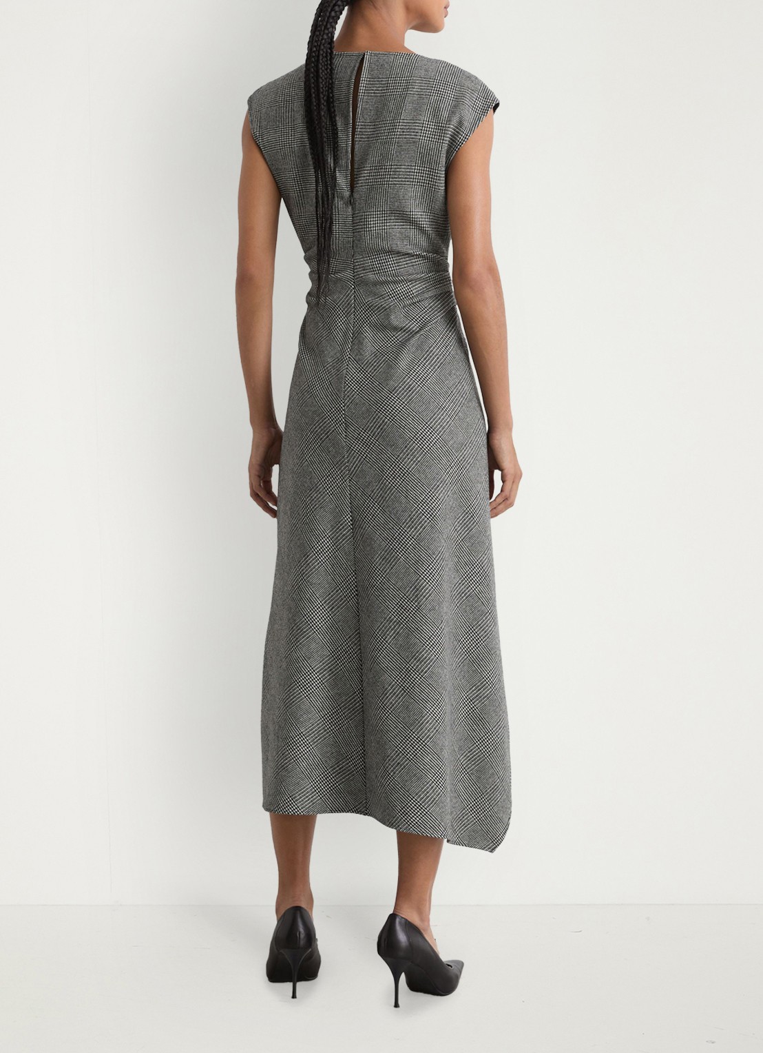 Reiss Petite Clara midi jurk in wolblend met asymmetrisch zoom - achterkant 3 grijs