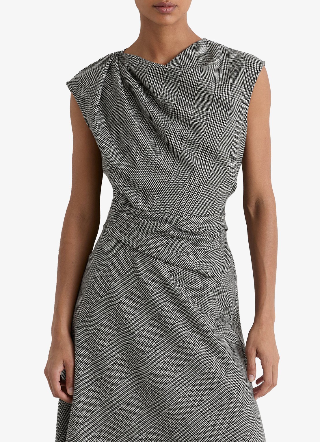 Reiss Petite Clara midi jurk in wolblend met asymmetrisch zoom - detail 4 grijs