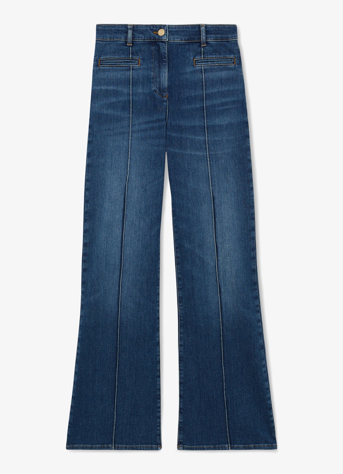 Reiss PETITE CLAUDE Pintuck-Detail Flared Jeans - voorkant 2 donkerblauw