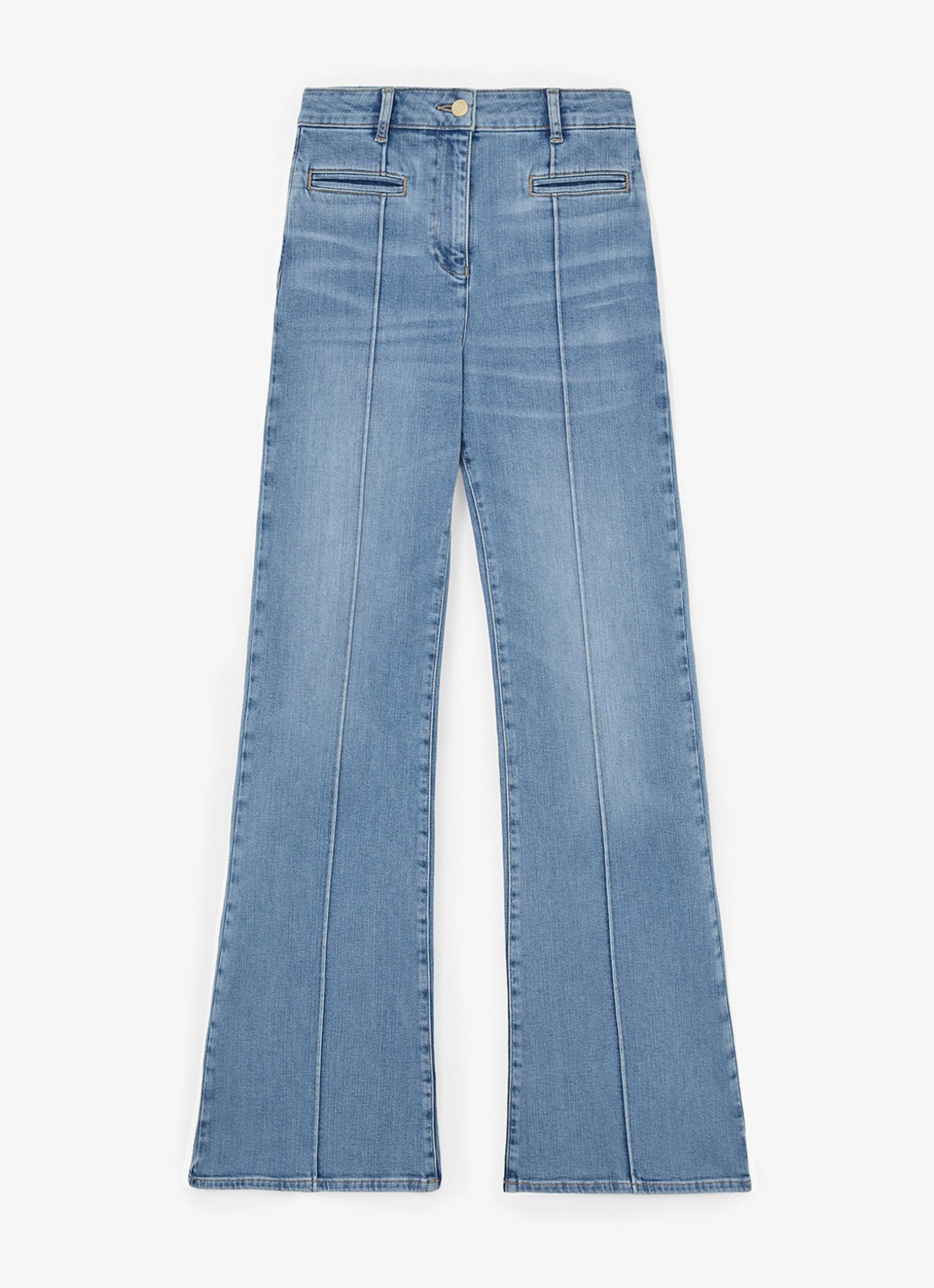 Reiss PETITE CLAUDE Pintuck-Detail Flared Jeans - voorkant 6 lichtblauw
