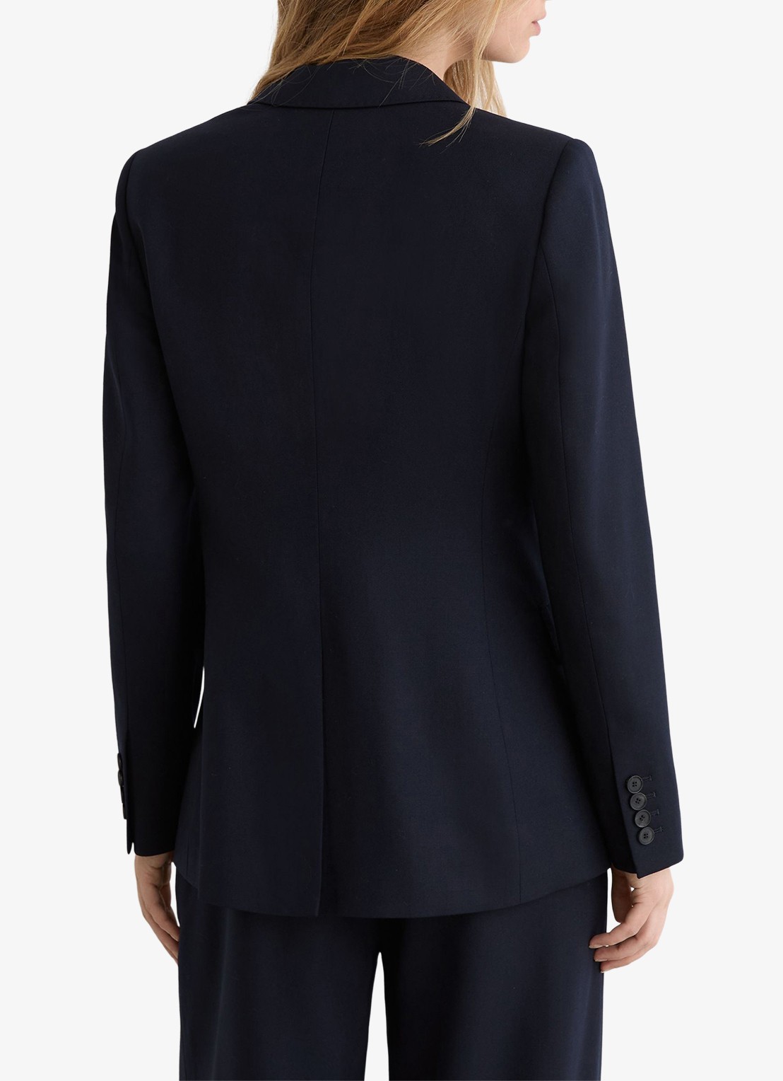 Reiss Petite double-breasted Blazer in wolblend - achterkant blauw