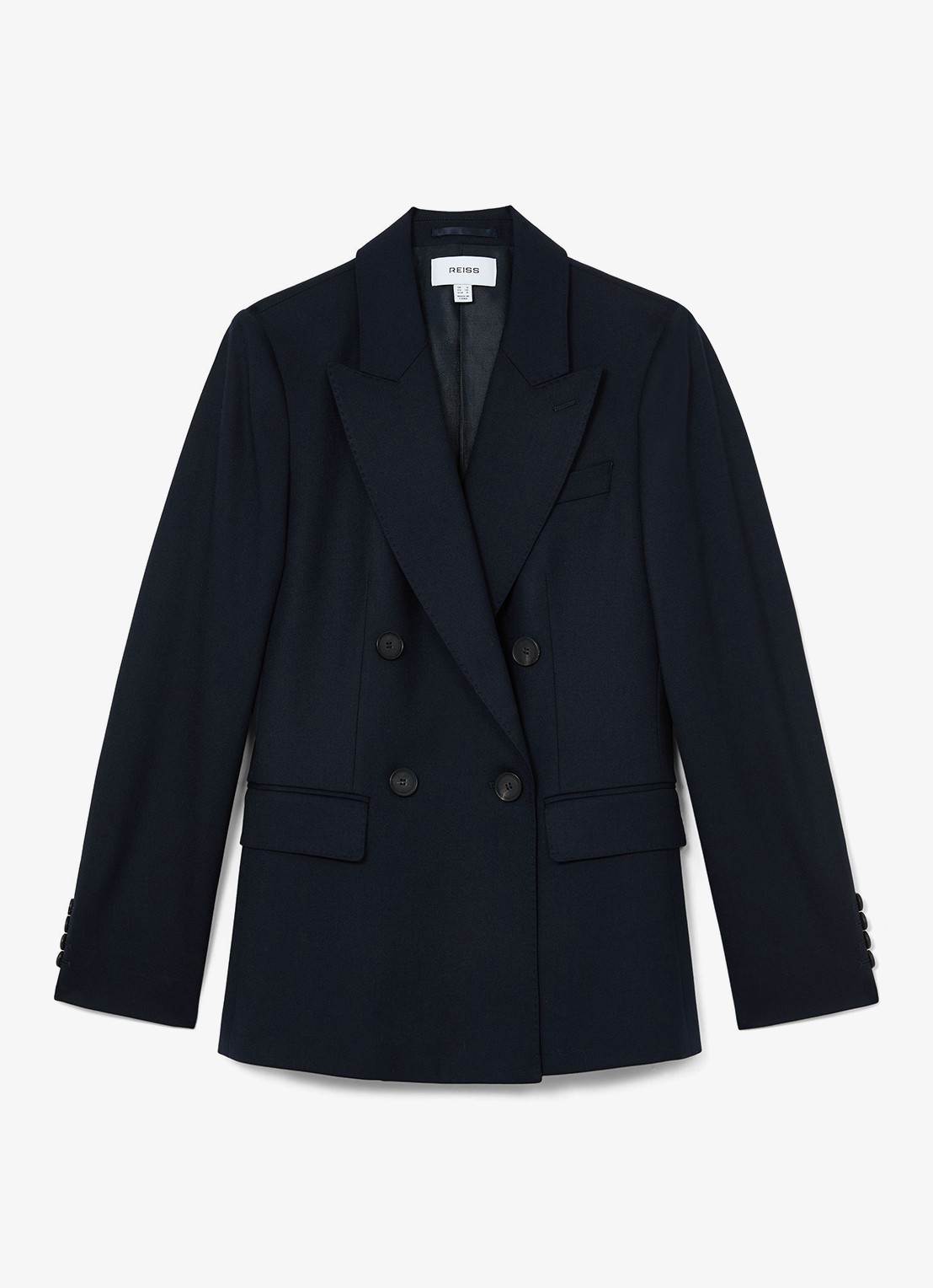 Reiss Petite double-breasted Blazer in wolblend - voorkant 6 blauw