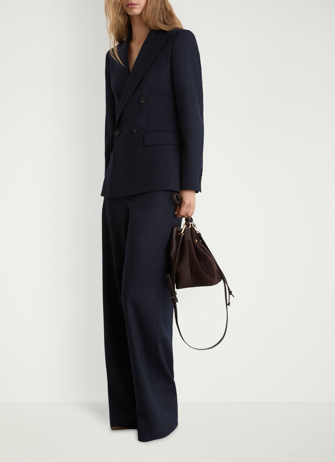 Reiss Petite double-breasted Blazer in wolblend - voorkant 7 blauw