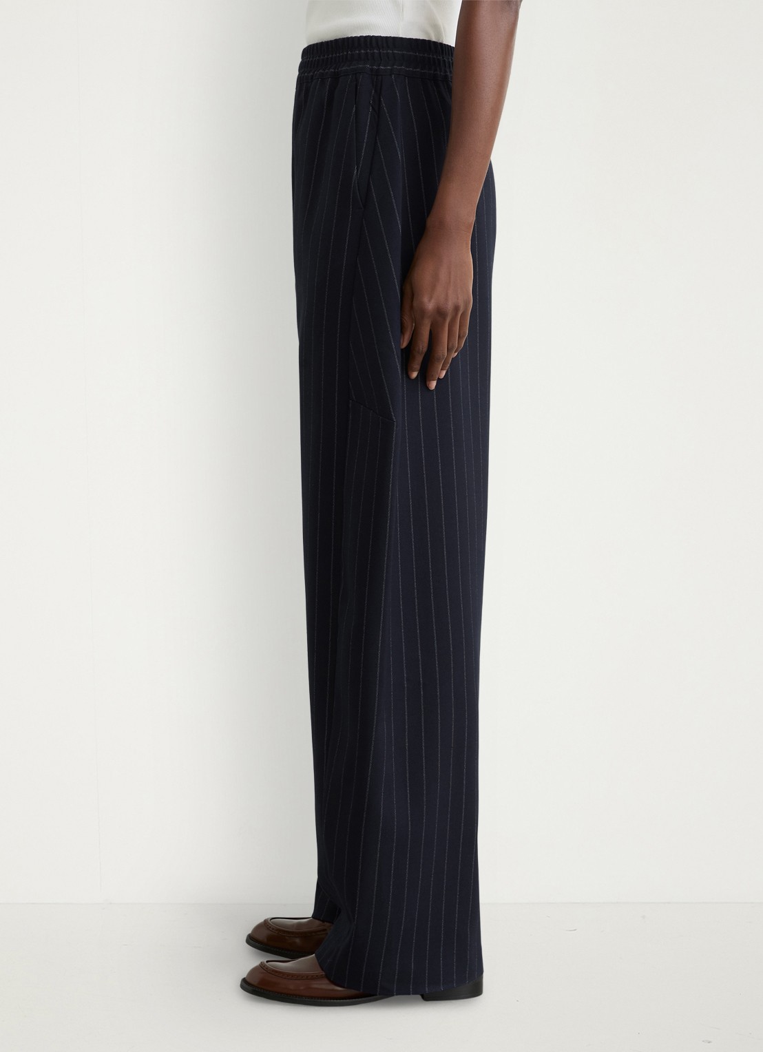 Reiss Petite Elle high waist balloon fit pantalon met streepprint - detail 6 donkerblauw
