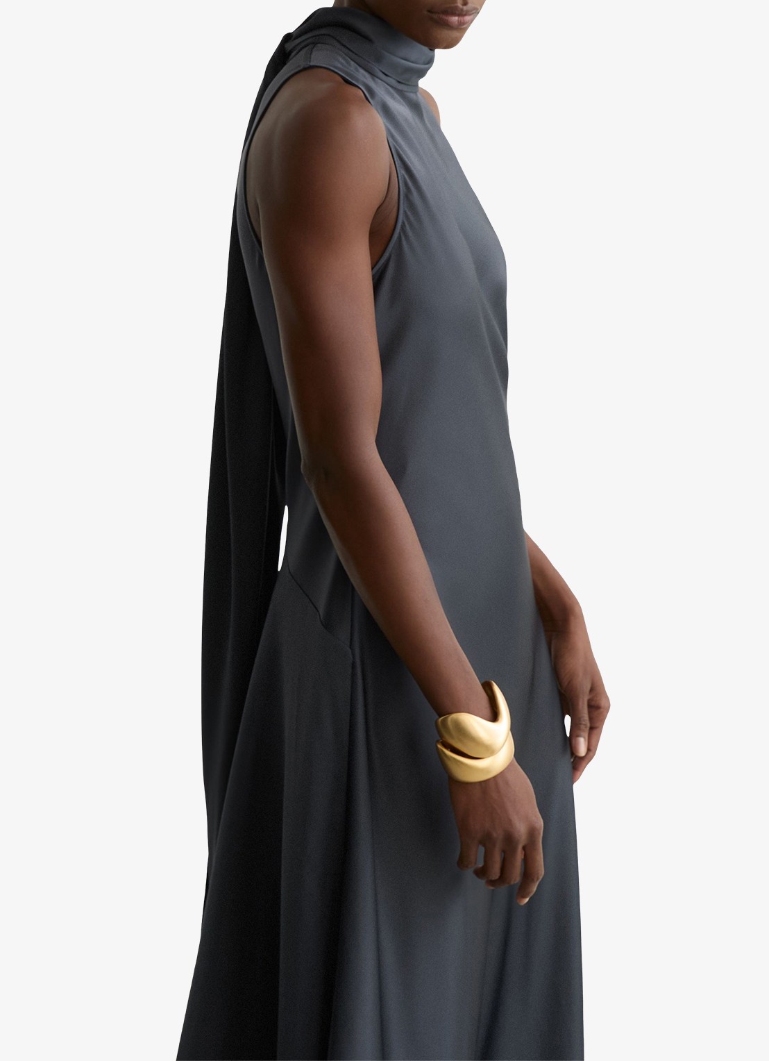 Reiss Petite Fae maxi jurk met sjaalkraag - detail 3 grijs