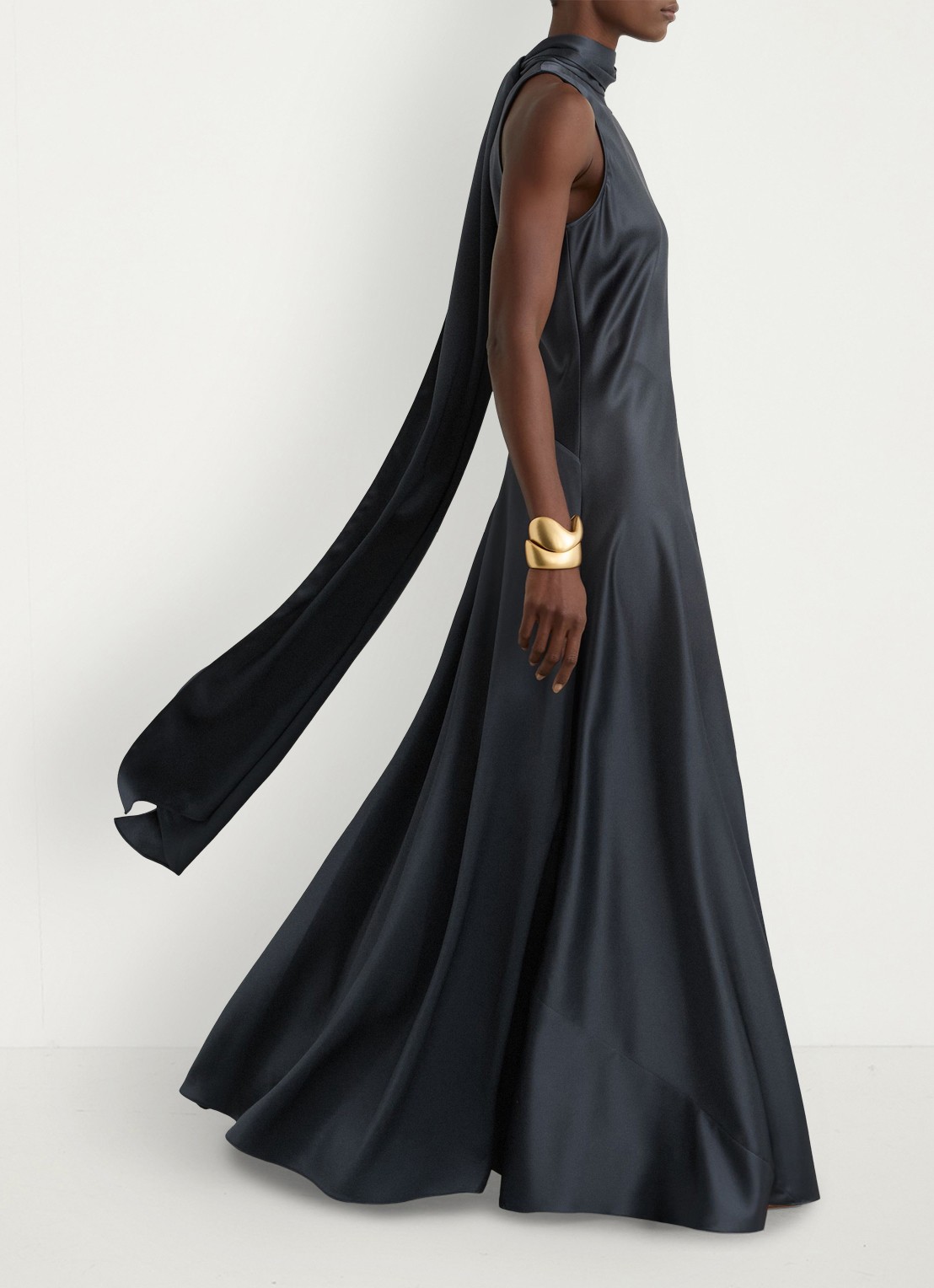 Reiss Petite Fae maxi jurk met sjaalkraag - detail 4 grijs