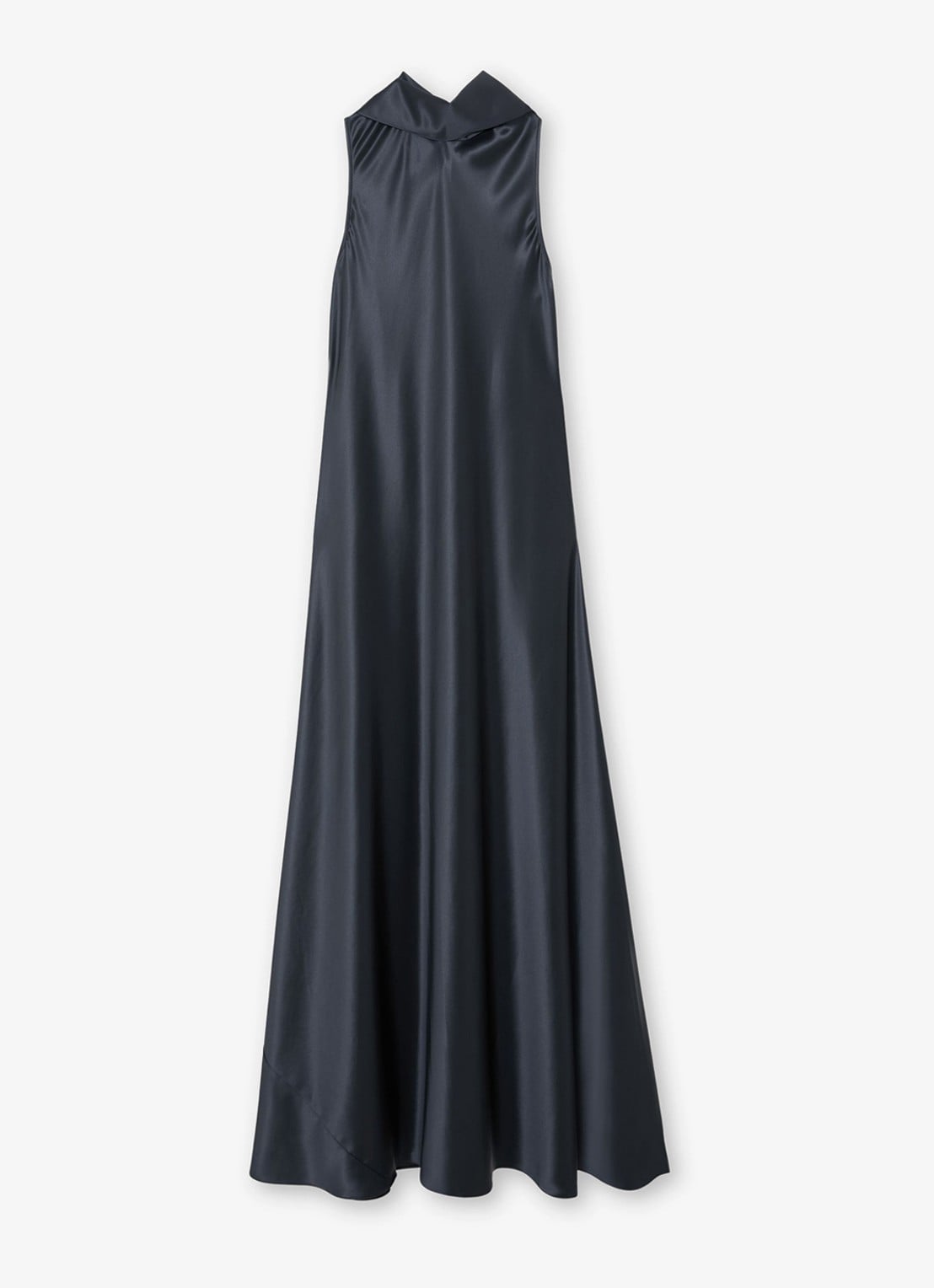 Reiss Petite Fae maxi jurk met sjaalkraag - voorkant grijs