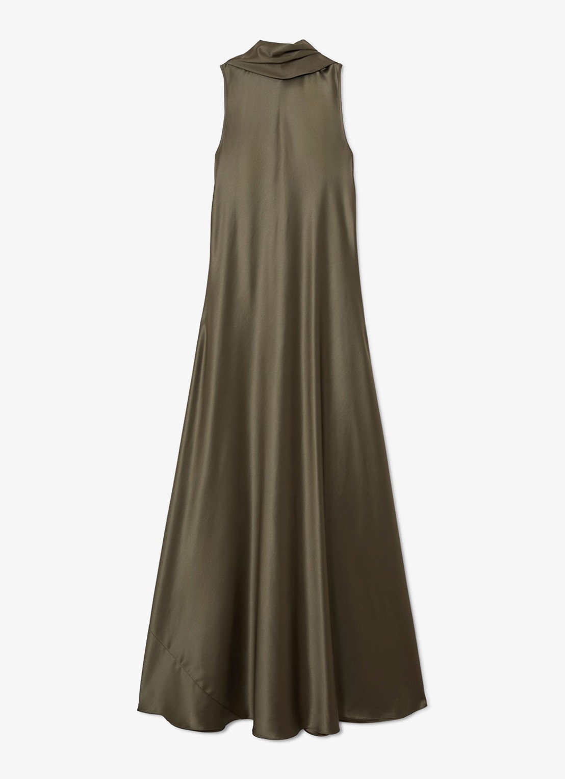 Reiss Petite Fae maxi jurk met sjaalkraag - voorkant khaki