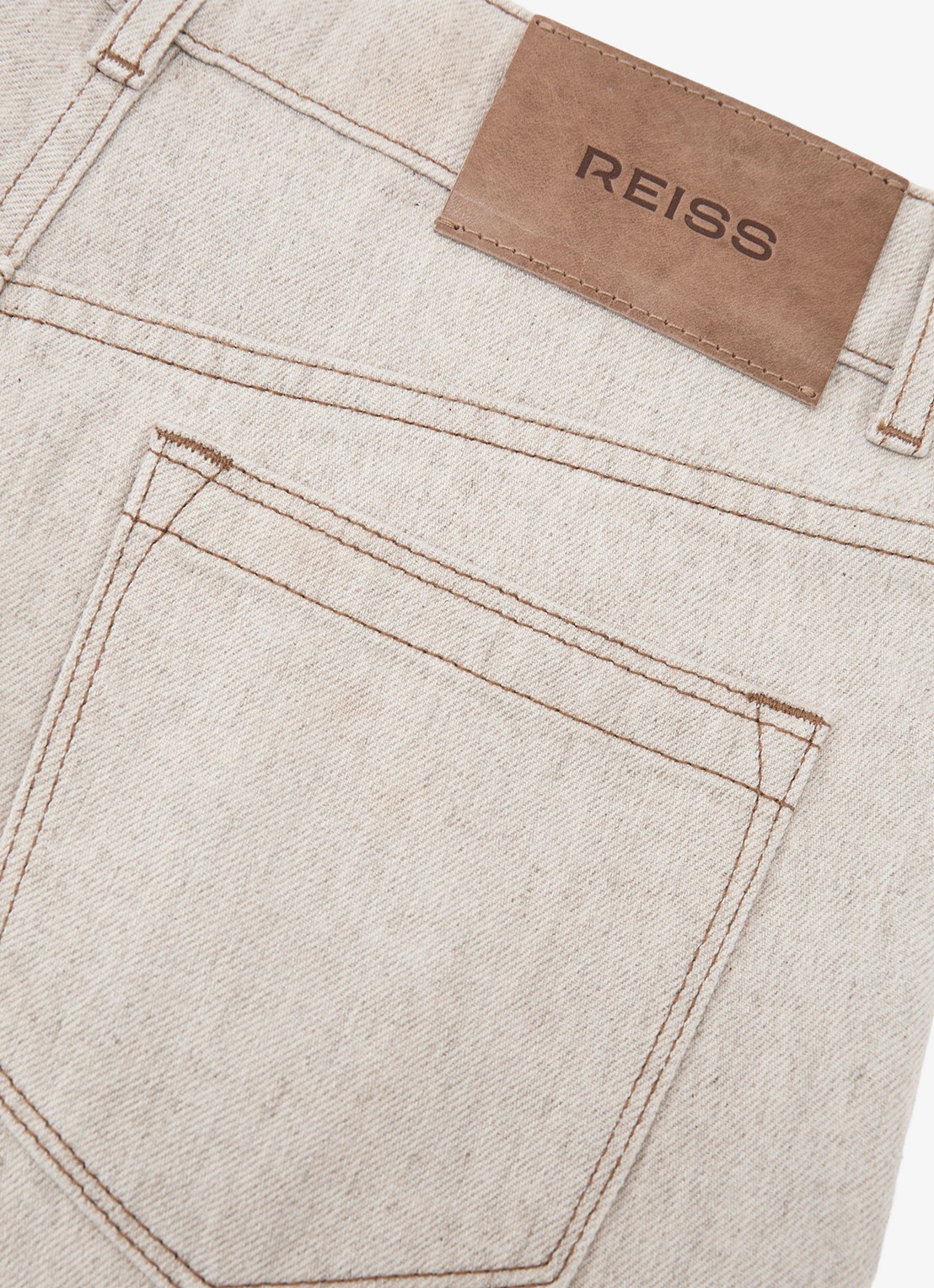 Reiss Petite Febe high waist loose fit jeans met steekzakken - detail 8 beige
