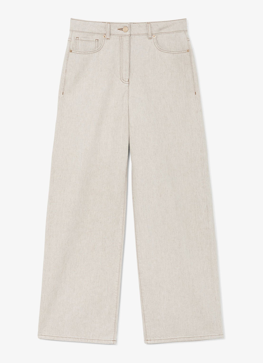 Reiss Petite Febe high waist loose fit jeans met steekzakken - voorkant 2 beige