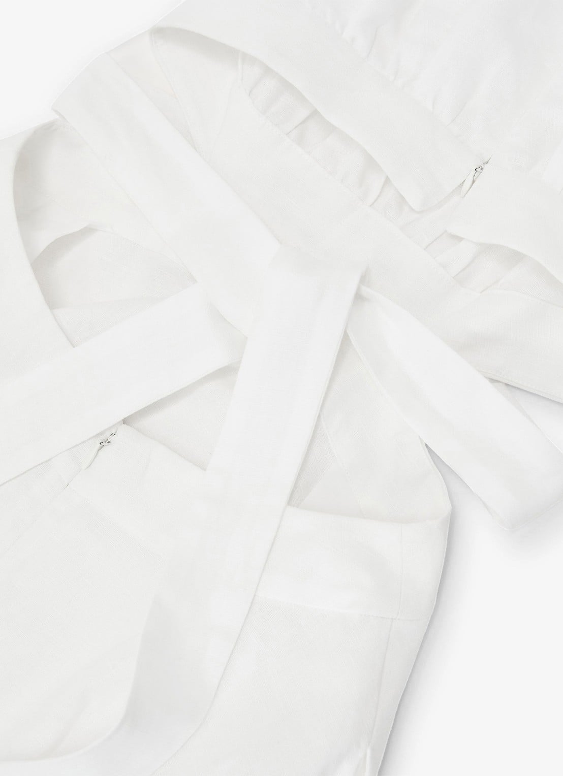 Reiss Petite Hazel midi jurk in linnenblend met cut-out detail - detail 6 wit