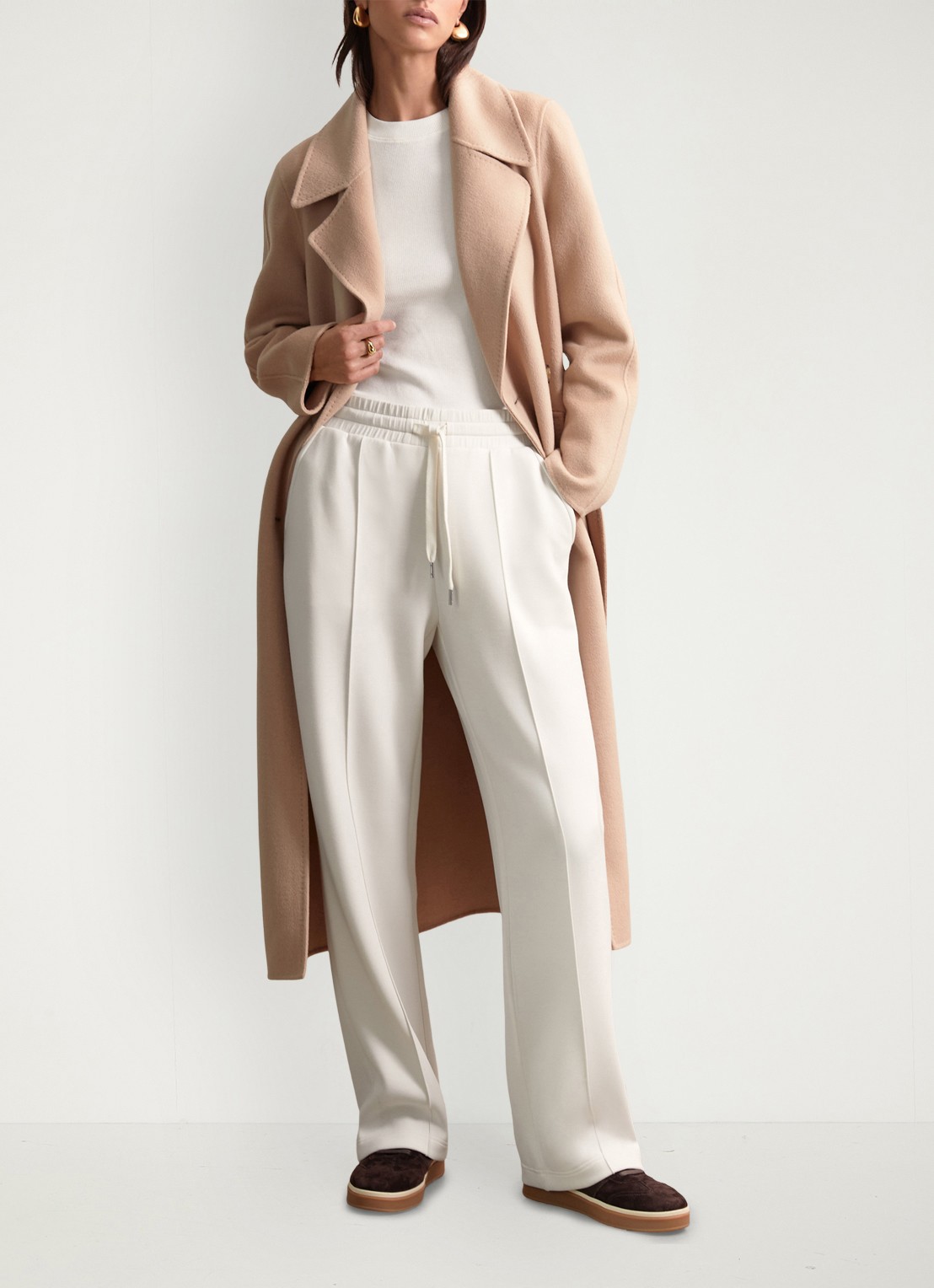Reiss Petite high waist straight fit joggingbroek met steekzakken - voorkant 2 wit