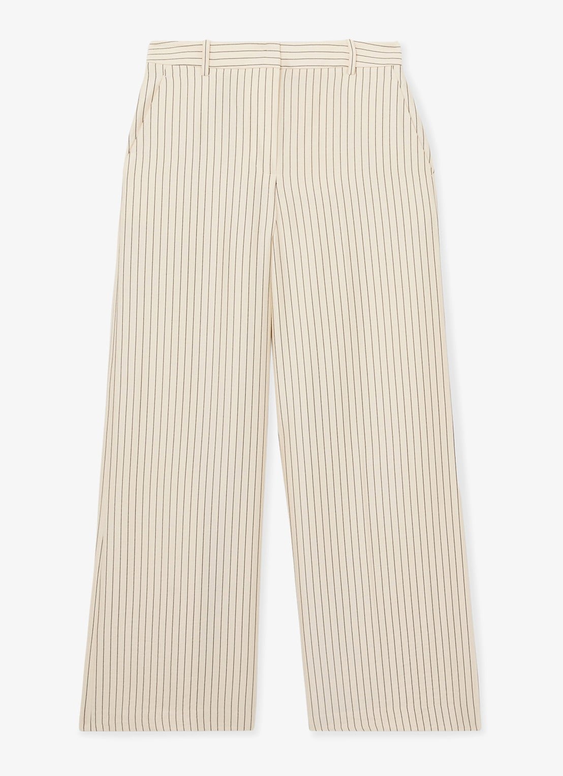 Reiss Petite high waist wide fit pantalon met streepprint - voorkant 6 creme