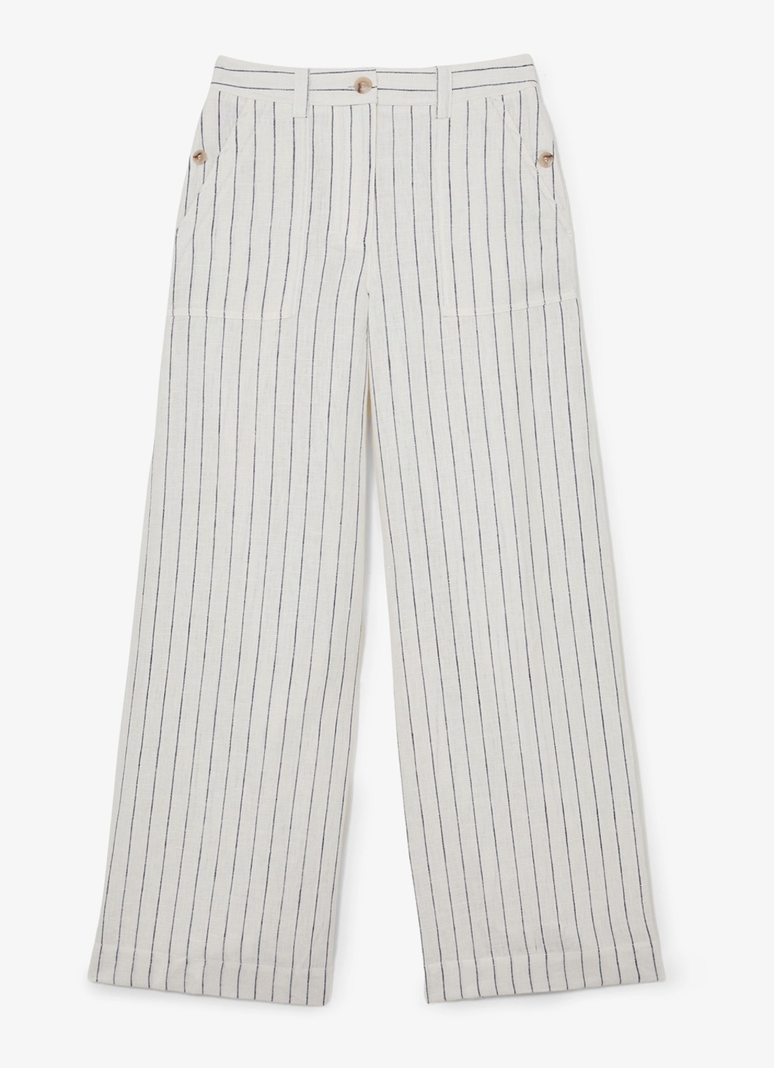 Reiss Petite high waist wide fit pantalon van linnen - voorkant 6 wit