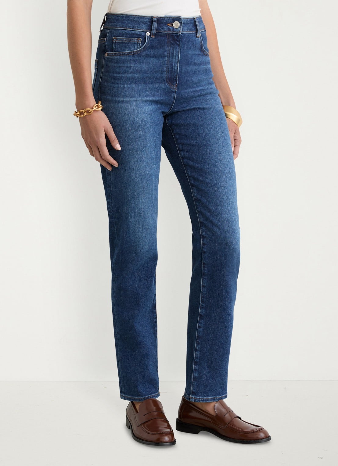 Reiss Petite Isabel high waist skinny fit jeans met medium wassing - detail indigo