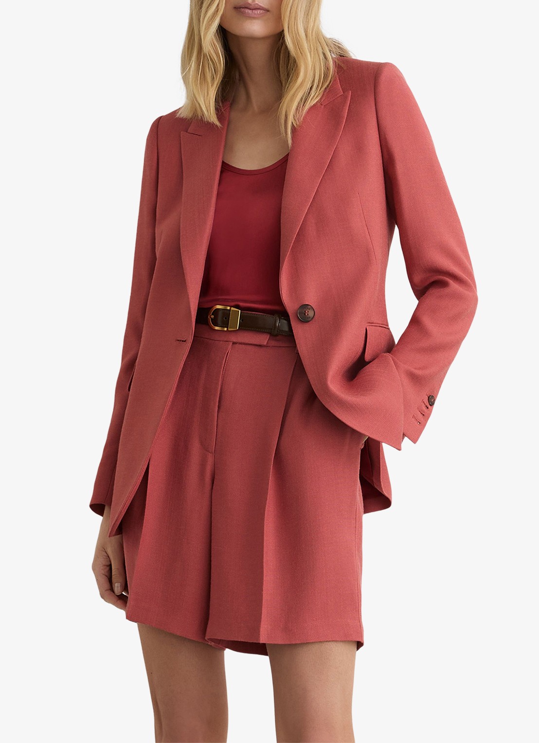 Reiss Petite Jules blazer met klepzakken - detail 4 donkerrood