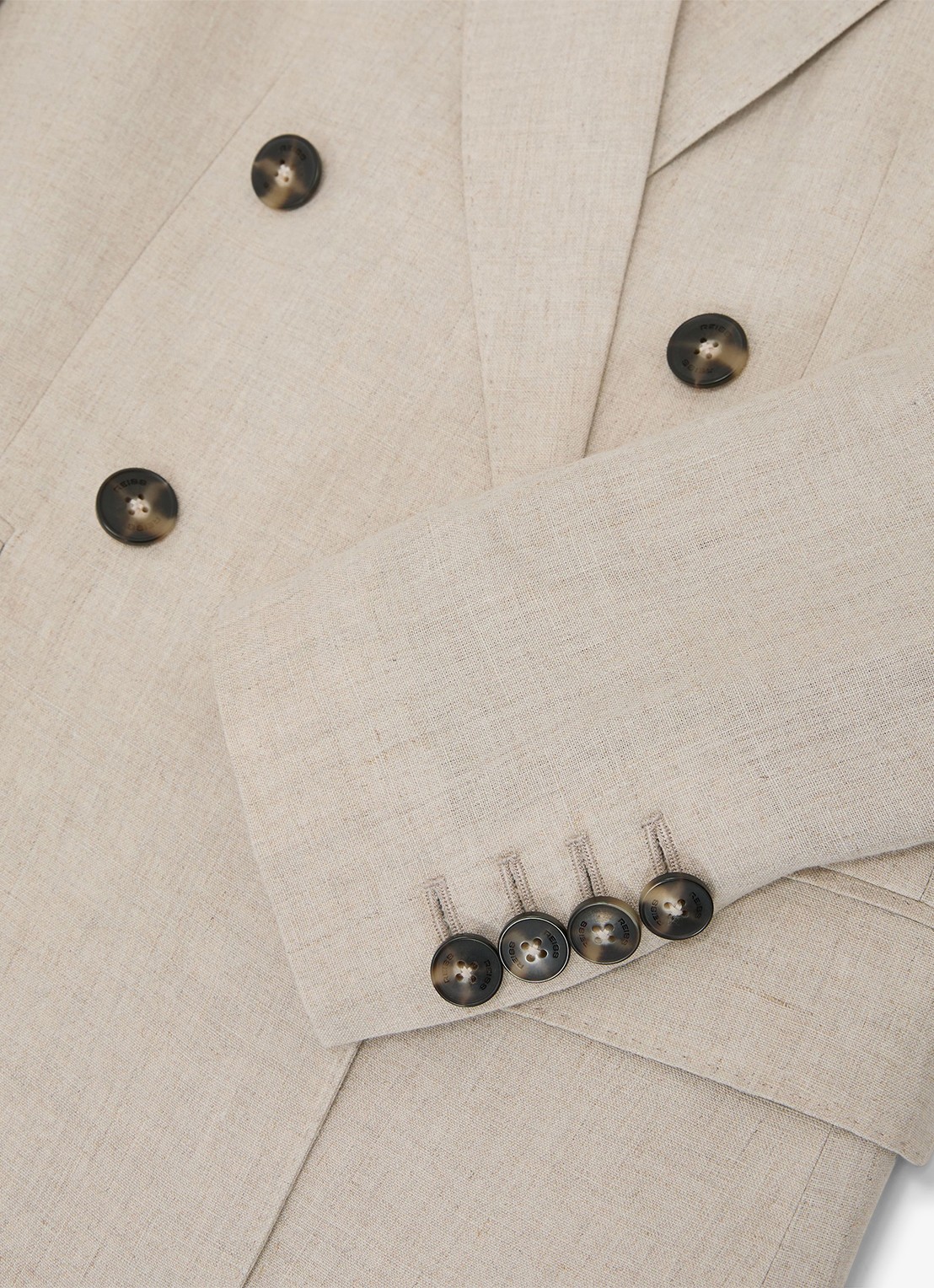 Reiss Petite kit Double-breasted blazer van linnen - detail 2 creme