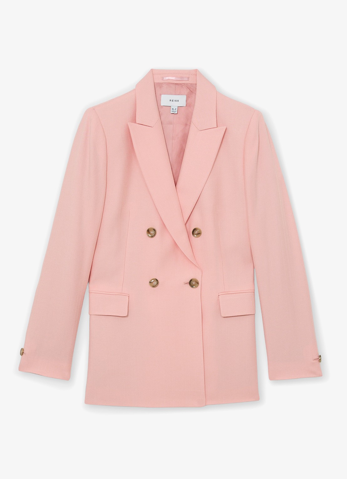 Reiss Petite Magda Double-breasted blazer met klepzakken - voorkant 6 oudroze